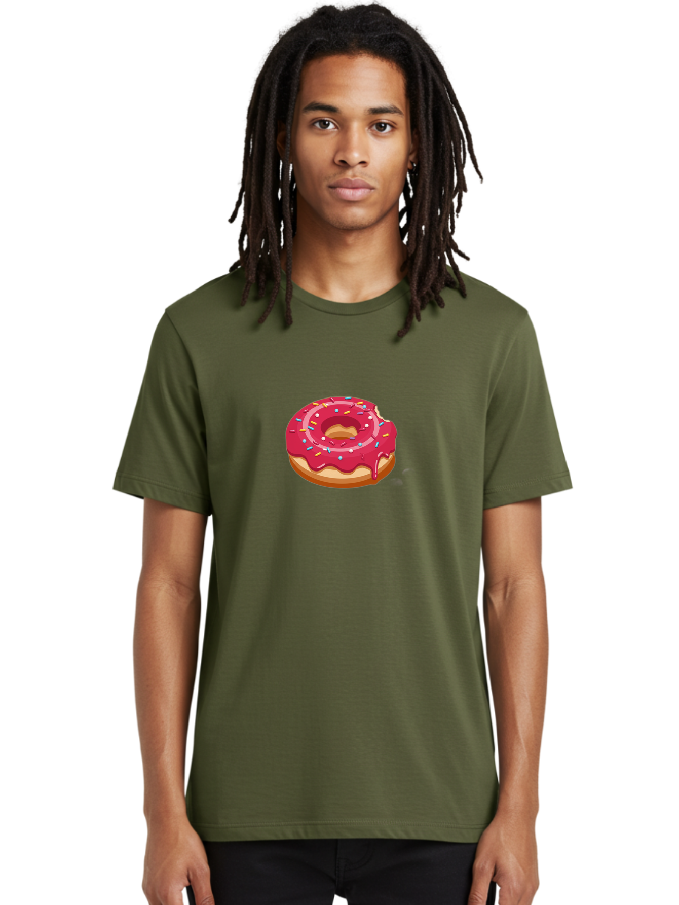 Pink-Donut-3 Men'S Graphic Tee, 100% Cotton, Comfortable Casual Summer Wear, Machine Washable, Donut With Pink Glaze, Sprinkles On Top, Colorful Treat, Sweet Dessert, Tasty Pastry, Vibrant Colors, Sweet Tooth, Donut Delight, Pink Frosting Bab150