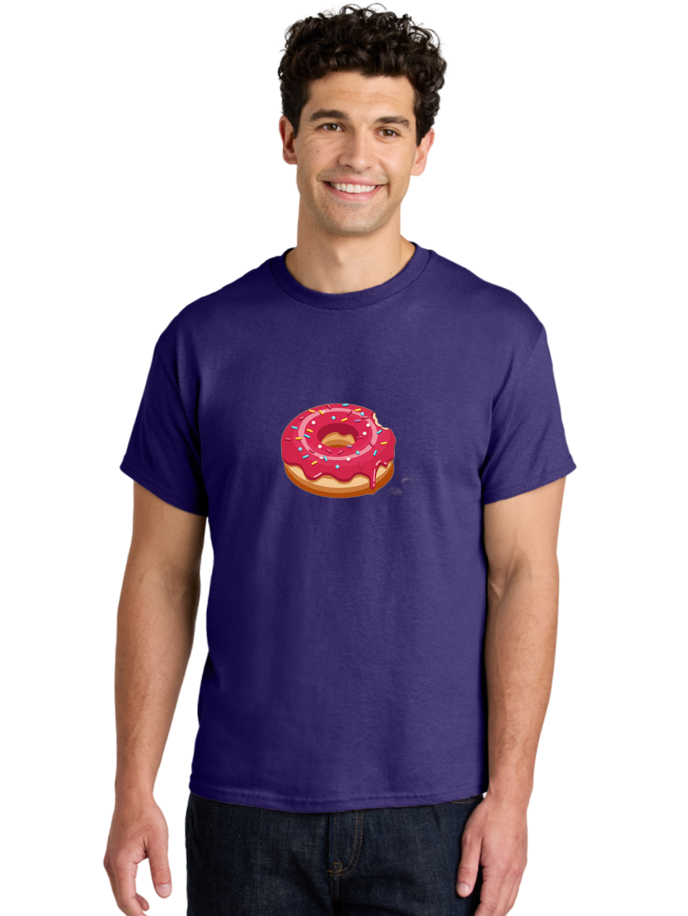 Pink-Donut-3 Men'S Graphic Tee, 100% Cotton, Comfortable Casual Summer Wear, Machine Washable, Donut With Pink Glaze, Sprinkles On Top, Colorful Treat, Sweet Dessert, Tasty Pastry, Vibrant Colors, Sweet Tooth, Donut Delight, Pink Frosting Bab150