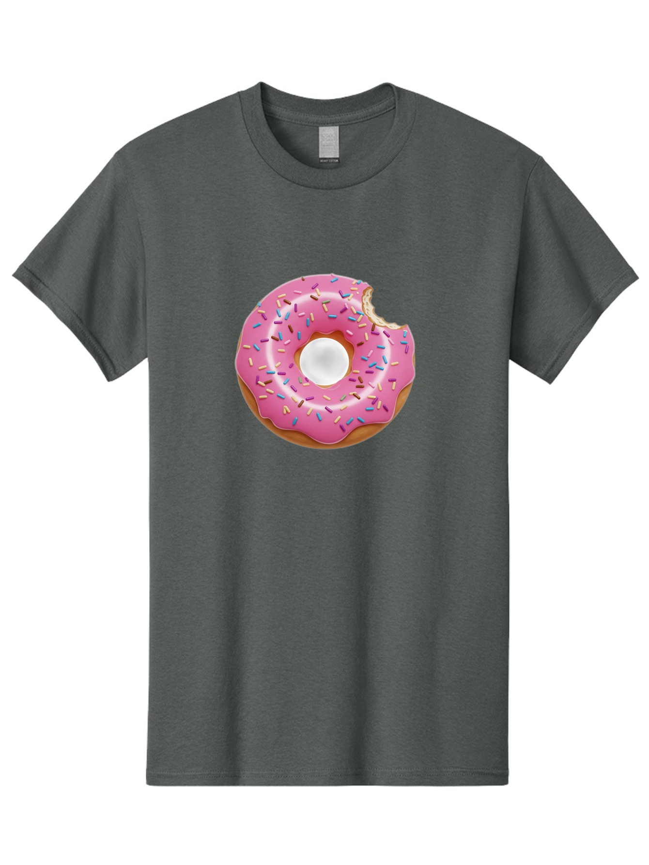 Pink-Donut-4 Men'S Graphic Tee, 100% Cotton, Comfortable Casual Summer Wear, Machine Washable, Pink Donut With Sprinkles, Bitten Donut, Sweet Treats, Colorful Dessert, Tasty Pastry, Glazed Donut, Sprinkles Galore, Donut Delight, Baked Goods Bab151