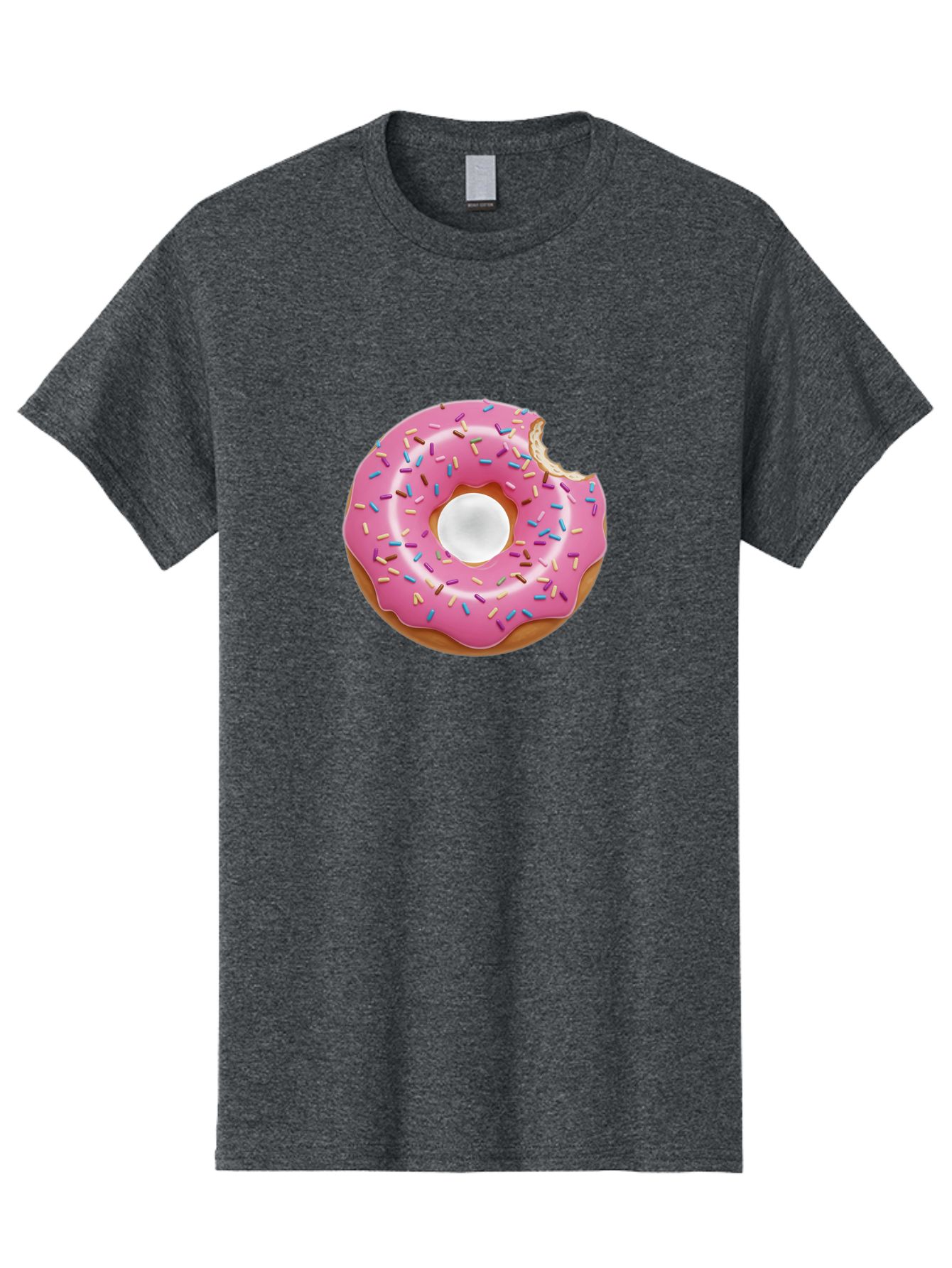 Pink-Donut-4 Men'S Graphic Tee, 100% Cotton, Comfortable Casual Summer Wear, Machine Washable, Pink Donut With Sprinkles, Bitten Donut, Sweet Treats, Colorful Dessert, Tasty Pastry, Glazed Donut, Sprinkles Galore, Donut Delight, Baked Goods Bab151