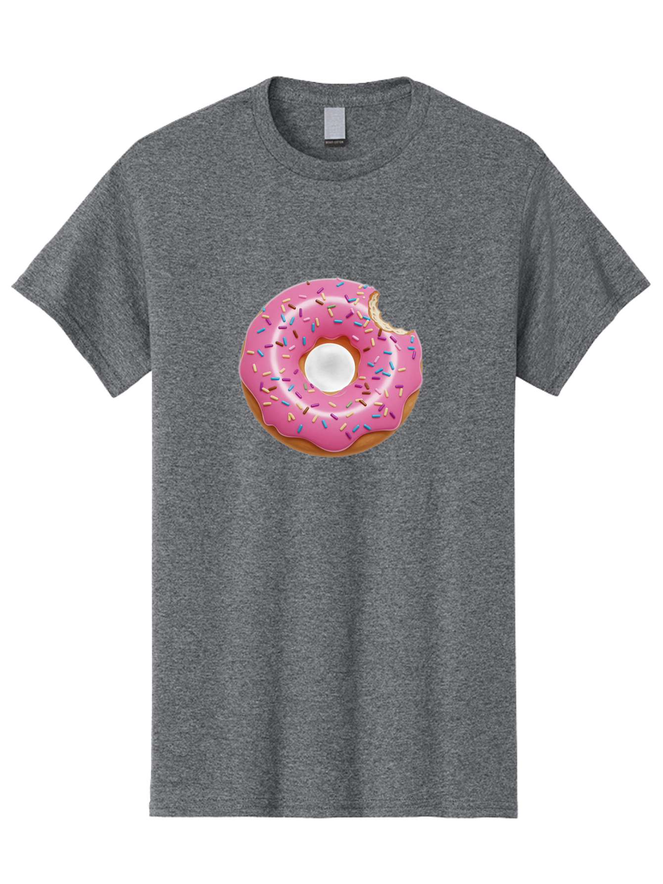 Pink-Donut-4 Men'S Graphic Tee, 100% Cotton, Comfortable Casual Summer Wear, Machine Washable, Pink Donut With Sprinkles, Bitten Donut, Sweet Treats, Colorful Dessert, Tasty Pastry, Glazed Donut, Sprinkles Galore, Donut Delight, Baked Goods Bab151