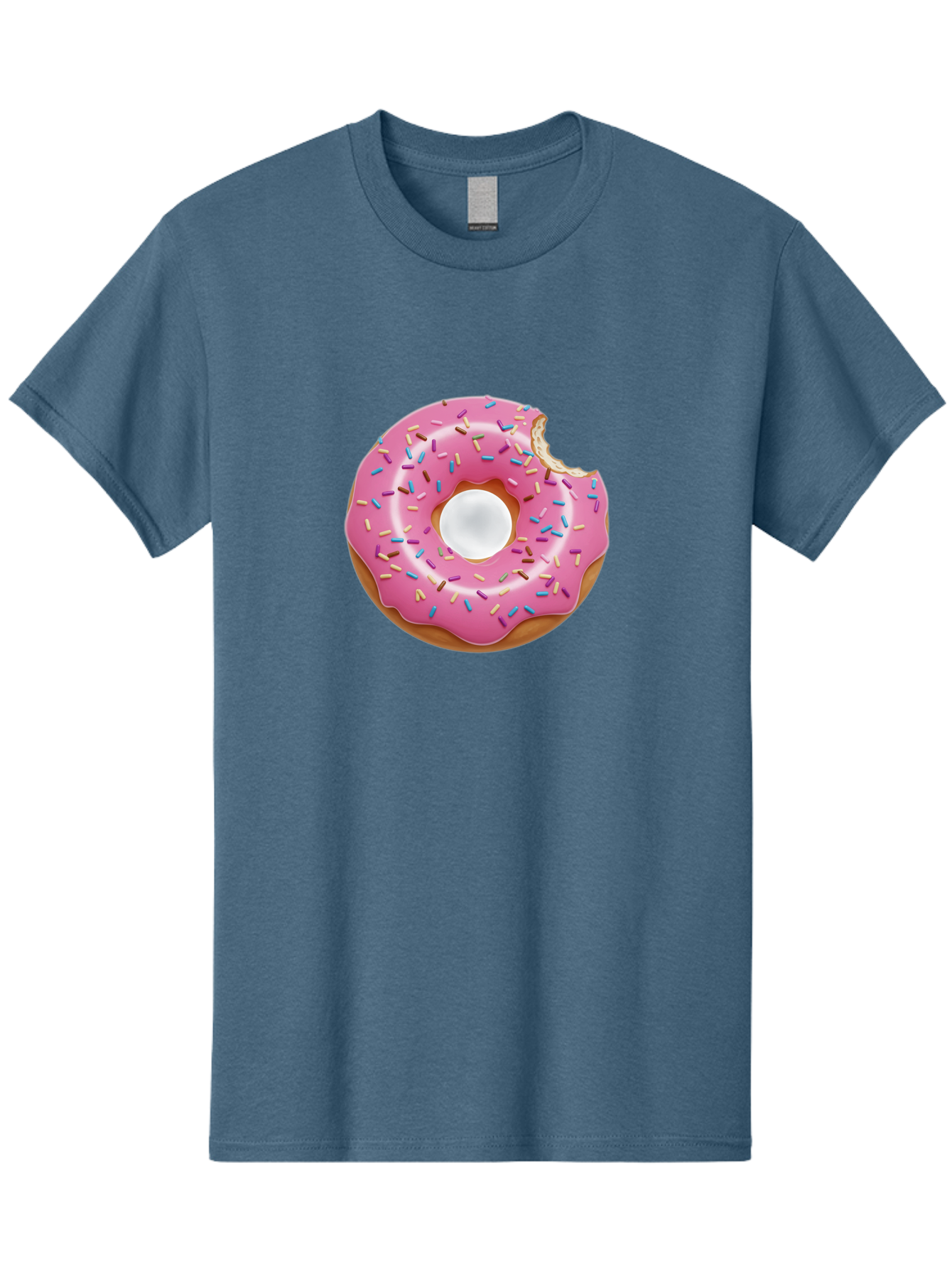 Pink-Donut-4 Men'S Graphic Tee, 100% Cotton, Comfortable Casual Summer Wear, Machine Washable, Pink Donut With Sprinkles, Bitten Donut, Sweet Treats, Colorful Dessert, Tasty Pastry, Glazed Donut, Sprinkles Galore, Donut Delight, Baked Goods Bab151