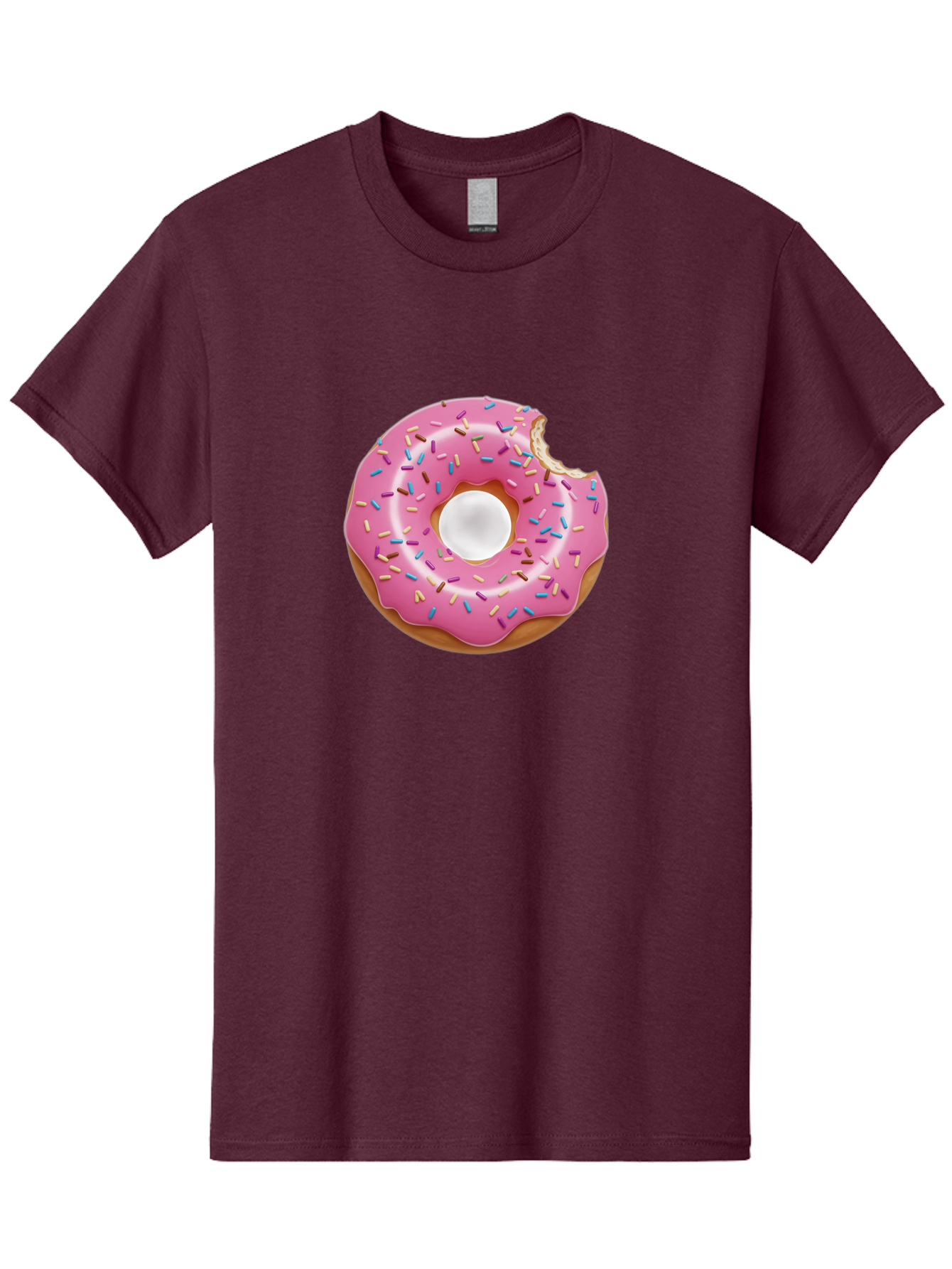 Pink-Donut-4 Men'S Graphic Tee, 100% Cotton, Comfortable Casual Summer Wear, Machine Washable, Pink Donut With Sprinkles, Bitten Donut, Sweet Treats, Colorful Dessert, Tasty Pastry, Glazed Donut, Sprinkles Galore, Donut Delight, Baked Goods Bab151
