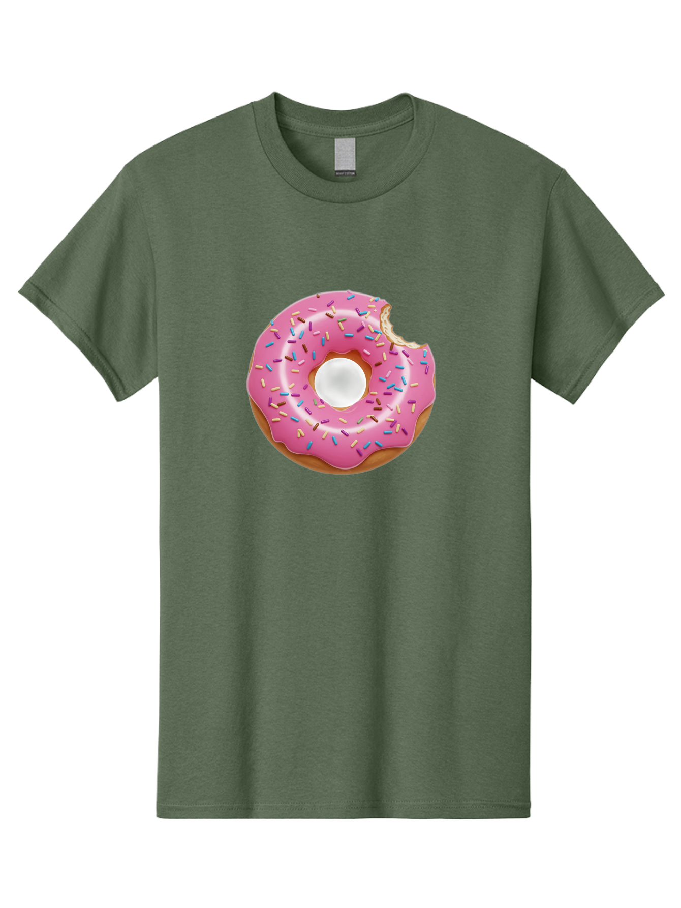 Pink-Donut-4 Men'S Graphic Tee, 100% Cotton, Comfortable Casual Summer Wear, Machine Washable, Pink Donut With Sprinkles, Bitten Donut, Sweet Treats, Colorful Dessert, Tasty Pastry, Glazed Donut, Sprinkles Galore, Donut Delight, Baked Goods Bab151