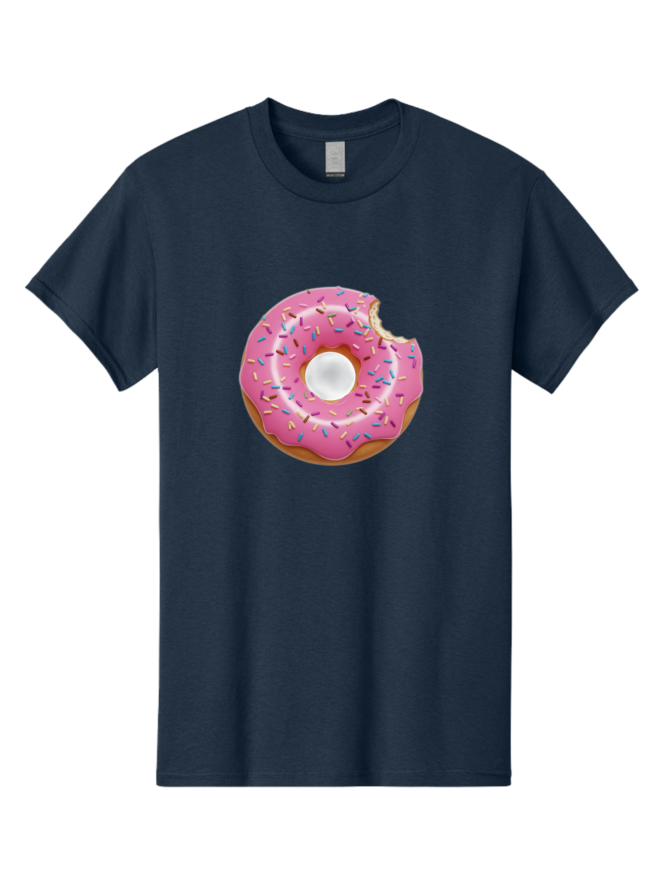 Pink-Donut-4 Men'S Graphic Tee, 100% Cotton, Comfortable Casual Summer Wear, Machine Washable, Pink Donut With Sprinkles, Bitten Donut, Sweet Treats, Colorful Dessert, Tasty Pastry, Glazed Donut, Sprinkles Galore, Donut Delight, Baked Goods Bab151