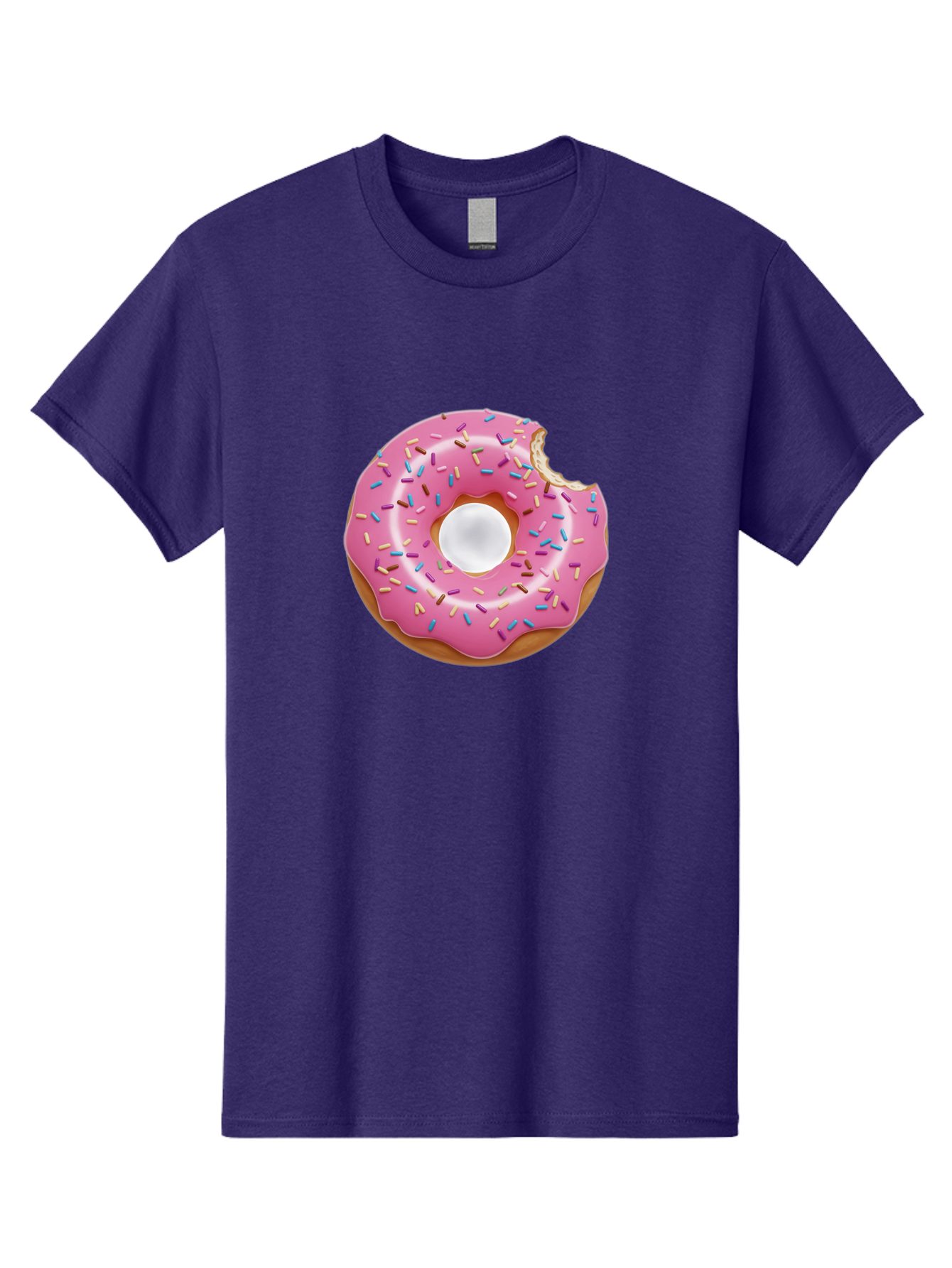 Pink-Donut-4 Men'S Graphic Tee, 100% Cotton, Comfortable Casual Summer Wear, Machine Washable, Pink Donut With Sprinkles, Bitten Donut, Sweet Treats, Colorful Dessert, Tasty Pastry, Glazed Donut, Sprinkles Galore, Donut Delight, Baked Goods Bab151