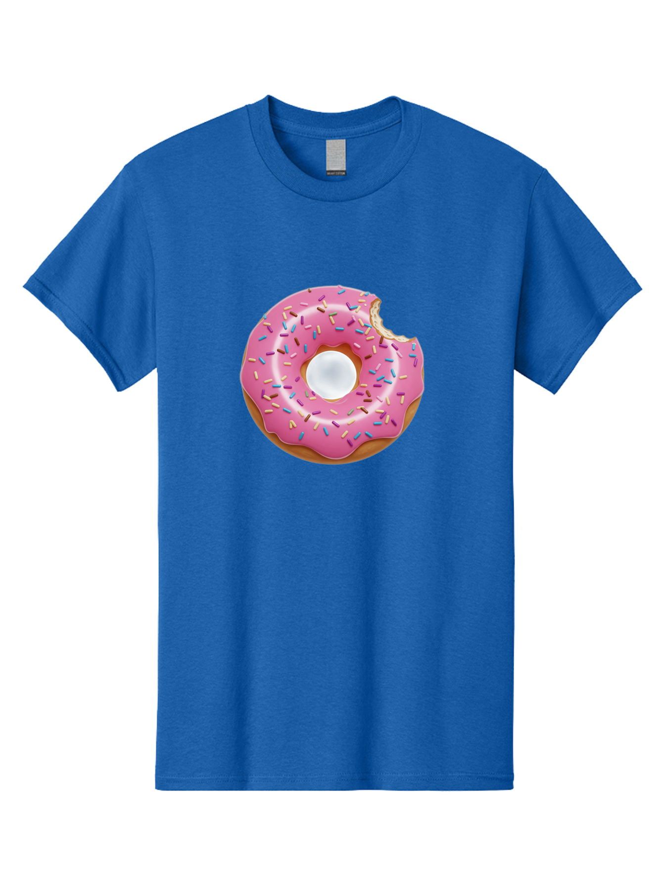 Pink-Donut-4 Men'S Graphic Tee, 100% Cotton, Comfortable Casual Summer Wear, Machine Washable, Pink Donut With Sprinkles, Bitten Donut, Sweet Treats, Colorful Dessert, Tasty Pastry, Glazed Donut, Sprinkles Galore, Donut Delight, Baked Goods Bab151