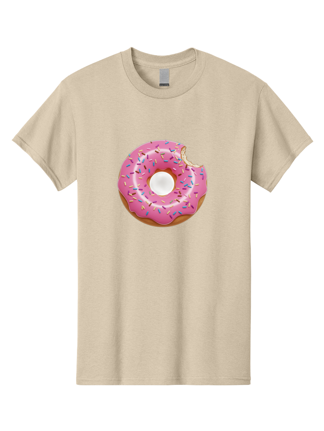 Pink-Donut-4 Men'S Graphic Tee, 100% Cotton, Comfortable Casual Summer Wear, Machine Washable, Pink Donut With Sprinkles, Bitten Donut, Sweet Treats, Colorful Dessert, Tasty Pastry, Glazed Donut, Sprinkles Galore, Donut Delight, Baked Goods Bab151