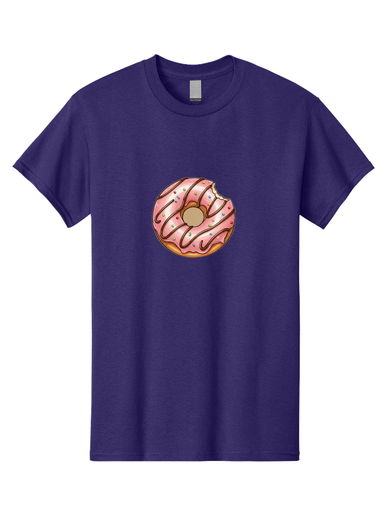 Pink-Donut-6 Men'S Graphic Tee, 100% Cotton, Comfortable Casual Summer Wear, Machine Washable, Pink Frosted Donut, Chocolate Drizzle, Colorful Sprinkles, Bitten Donut, Sweet Treat, Tasty Pastry, Dessert Illustration Bab153