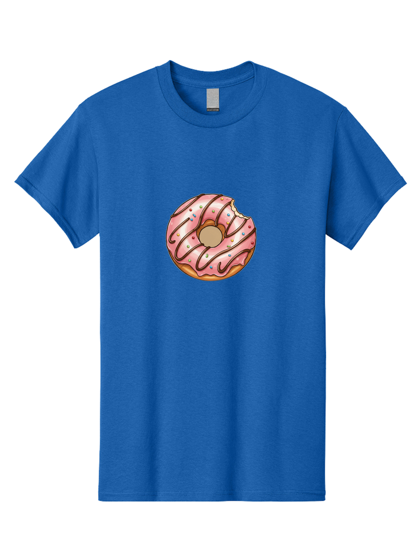 Pink-Donut-6 Men'S Graphic Tee, 100% Cotton, Comfortable Casual Summer Wear, Machine Washable, Pink Frosted Donut, Chocolate Drizzle, Colorful Sprinkles, Bitten Donut, Sweet Treat, Tasty Pastry, Dessert Illustration Bab153