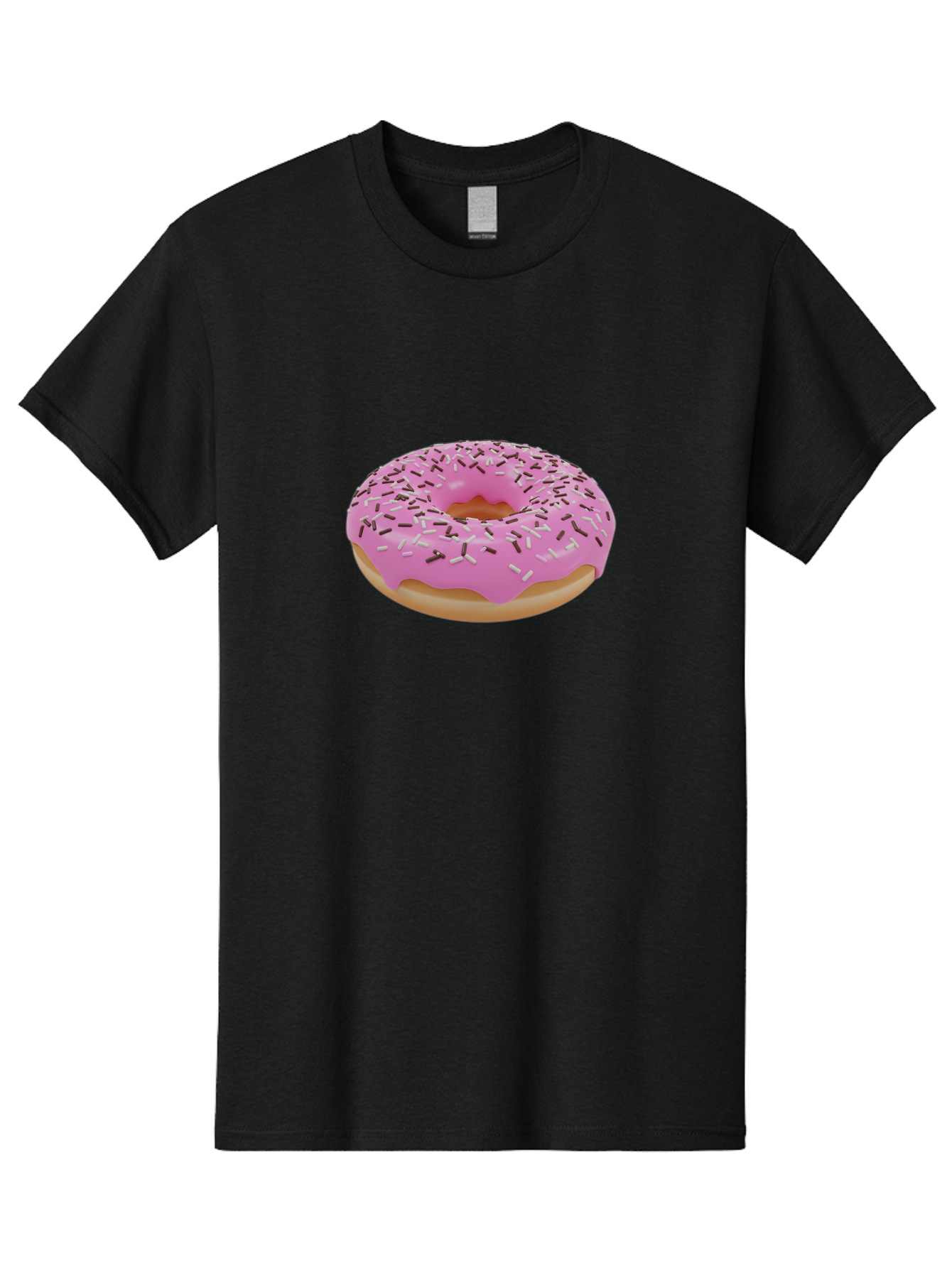 Pink-Donut-7 Men'S Graphic Tee, 100% Cotton, Comfortable Casual Summer Wear, Machine Washable, Pink Frosted Donut, Sprinkles, Sweet Treats, Baked Goods, Dessert, Colorful Toppings, Tasty Pastry, Sweet Tooth Bab154