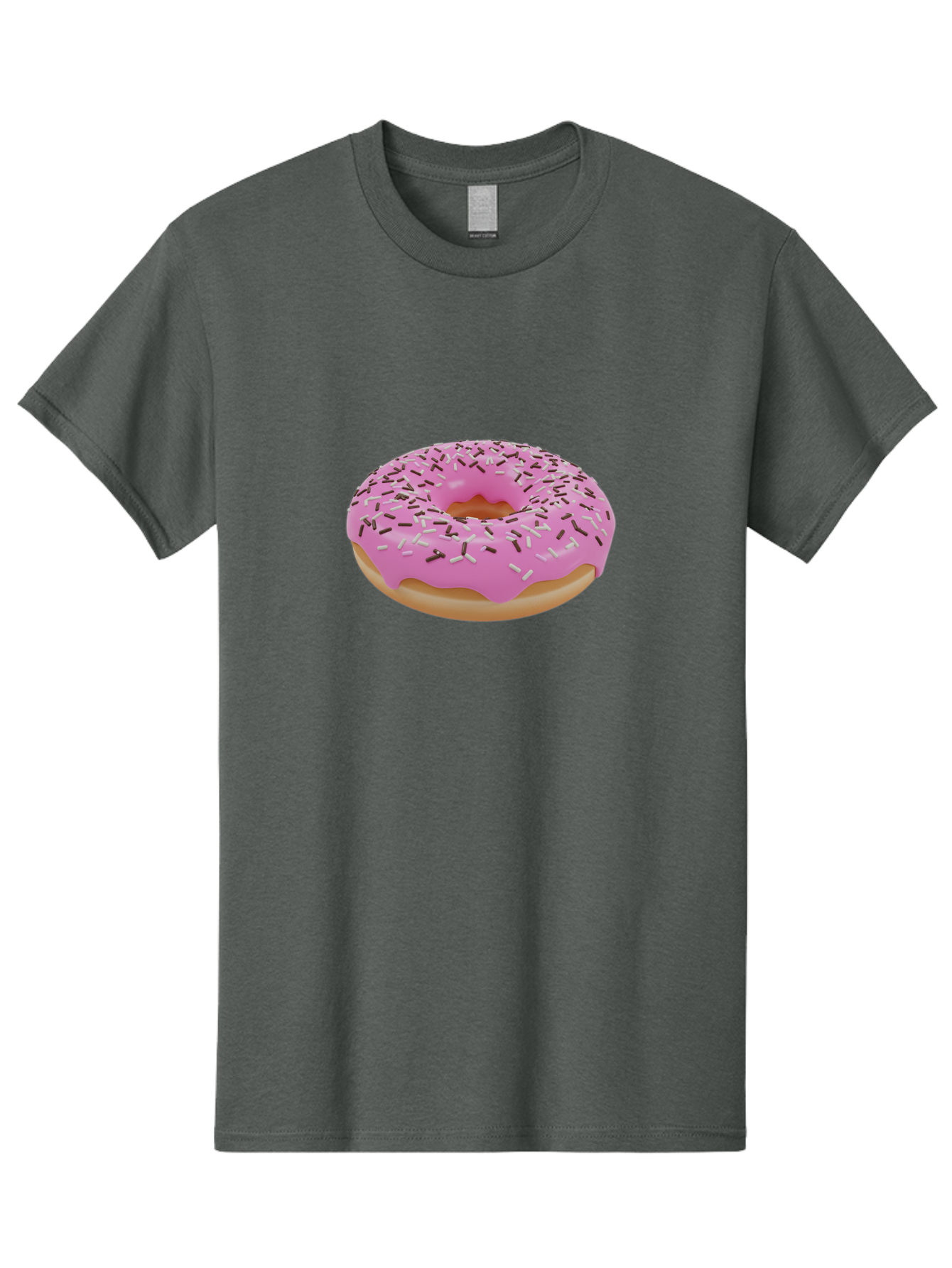 Pink-Donut-7 Men'S Graphic Tee, 100% Cotton, Comfortable Casual Summer Wear, Machine Washable, Pink Frosted Donut, Sprinkles, Sweet Treats, Baked Goods, Dessert, Colorful Toppings, Tasty Pastry, Sweet Tooth Bab154