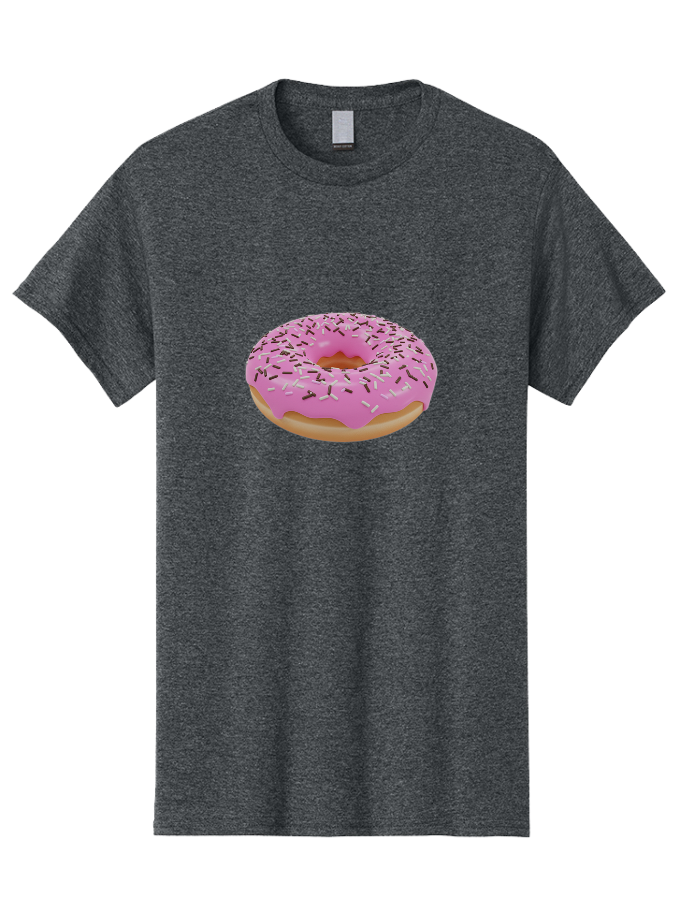 Pink-Donut-7 Men'S Graphic Tee, 100% Cotton, Comfortable Casual Summer Wear, Machine Washable, Pink Frosted Donut, Sprinkles, Sweet Treats, Baked Goods, Dessert, Colorful Toppings, Tasty Pastry, Sweet Tooth Bab154