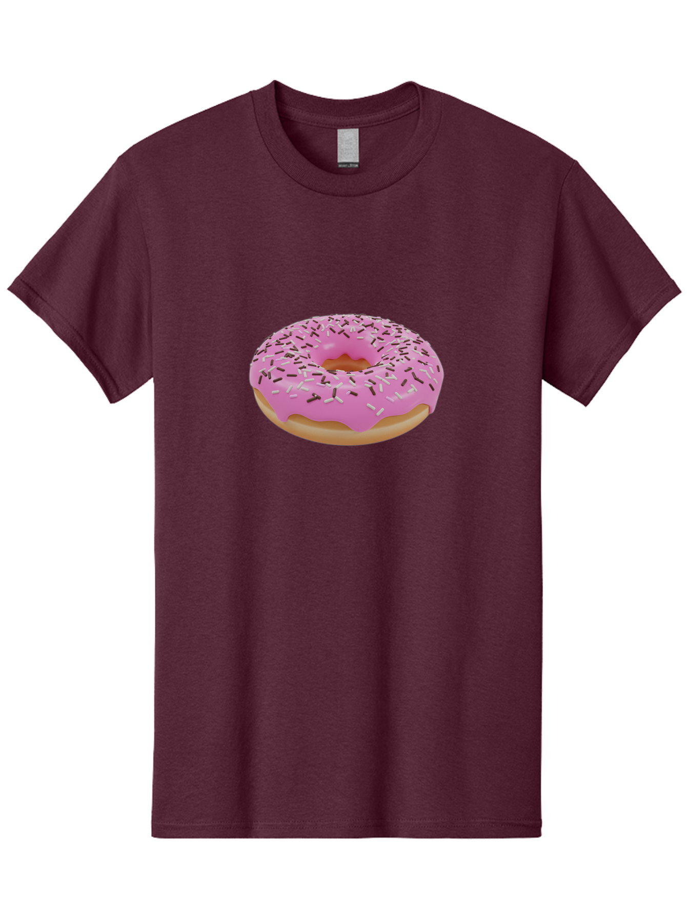 Pink-Donut-7 Men'S Graphic Tee, 100% Cotton, Comfortable Casual Summer Wear, Machine Washable, Pink Frosted Donut, Sprinkles, Sweet Treats, Baked Goods, Dessert, Colorful Toppings, Tasty Pastry, Sweet Tooth Bab154