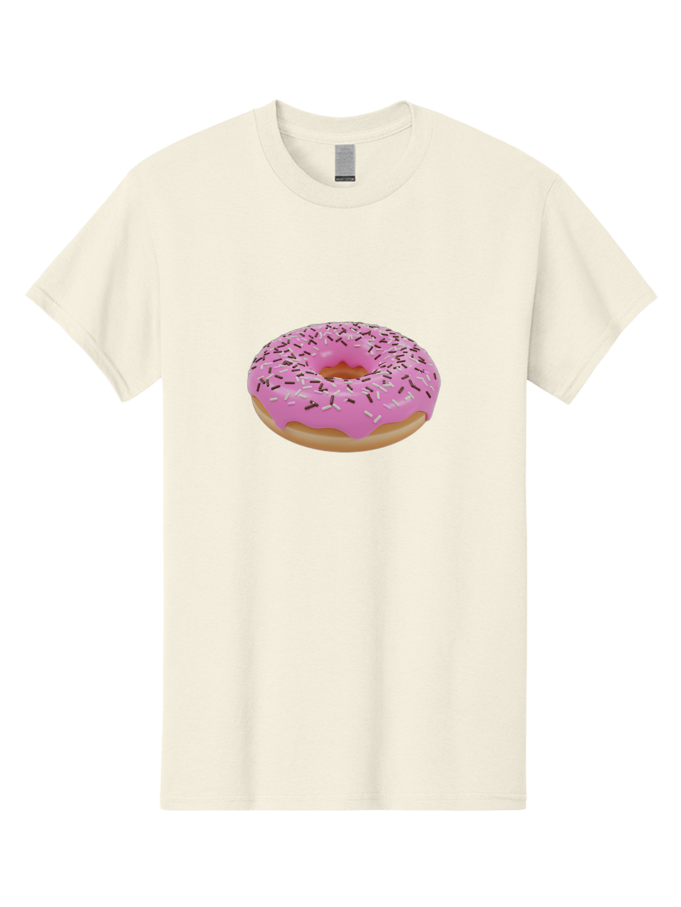 Pink-Donut-7 Men'S Graphic Tee, 100% Cotton, Comfortable Casual Summer Wear, Machine Washable, Pink Frosted Donut, Sprinkles, Sweet Treats, Baked Goods, Dessert, Colorful Toppings, Tasty Pastry, Sweet Tooth Bab154