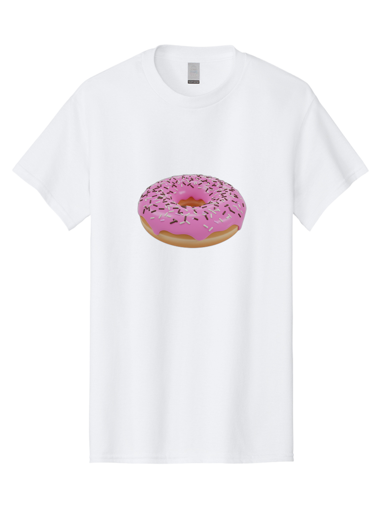 Pink-Donut-7 Men'S Graphic Tee, 100% Cotton, Comfortable Casual Summer Wear, Machine Washable, Pink Frosted Donut, Sprinkles, Sweet Treats, Baked Goods, Dessert, Colorful Toppings, Tasty Pastry, Sweet Tooth Bab154