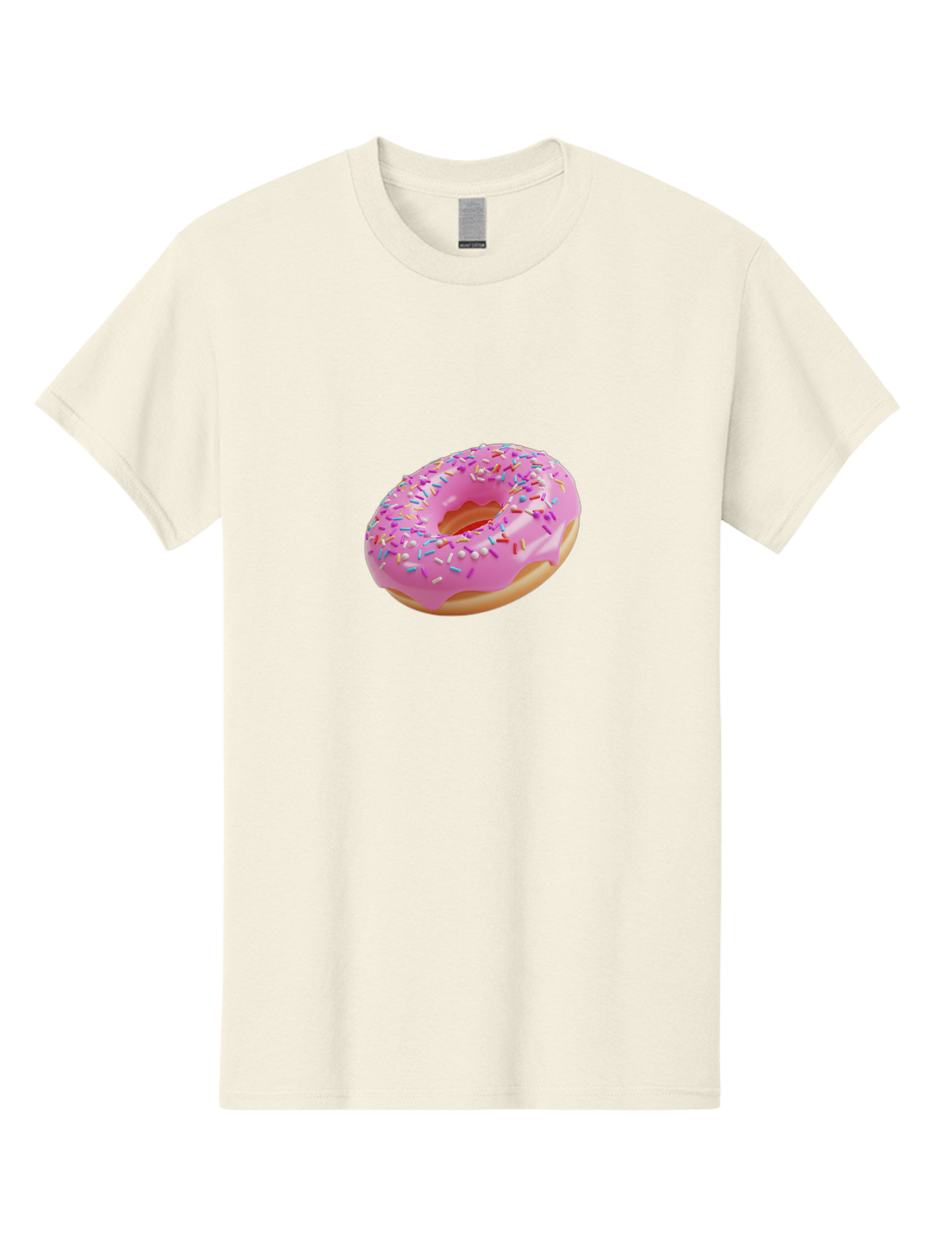 Pink-Donut-9 Men'S Graphic Tee, 100% Cotton, Comfortable Casual Summer Wear, Machine Washable, Pink Frosted Donut, Donut With Sprinkles, Sweet Treats, Colorful Dessert, Tasty Pastry, Baked Goods, Sugary Delight, Yummy Donut Bab156