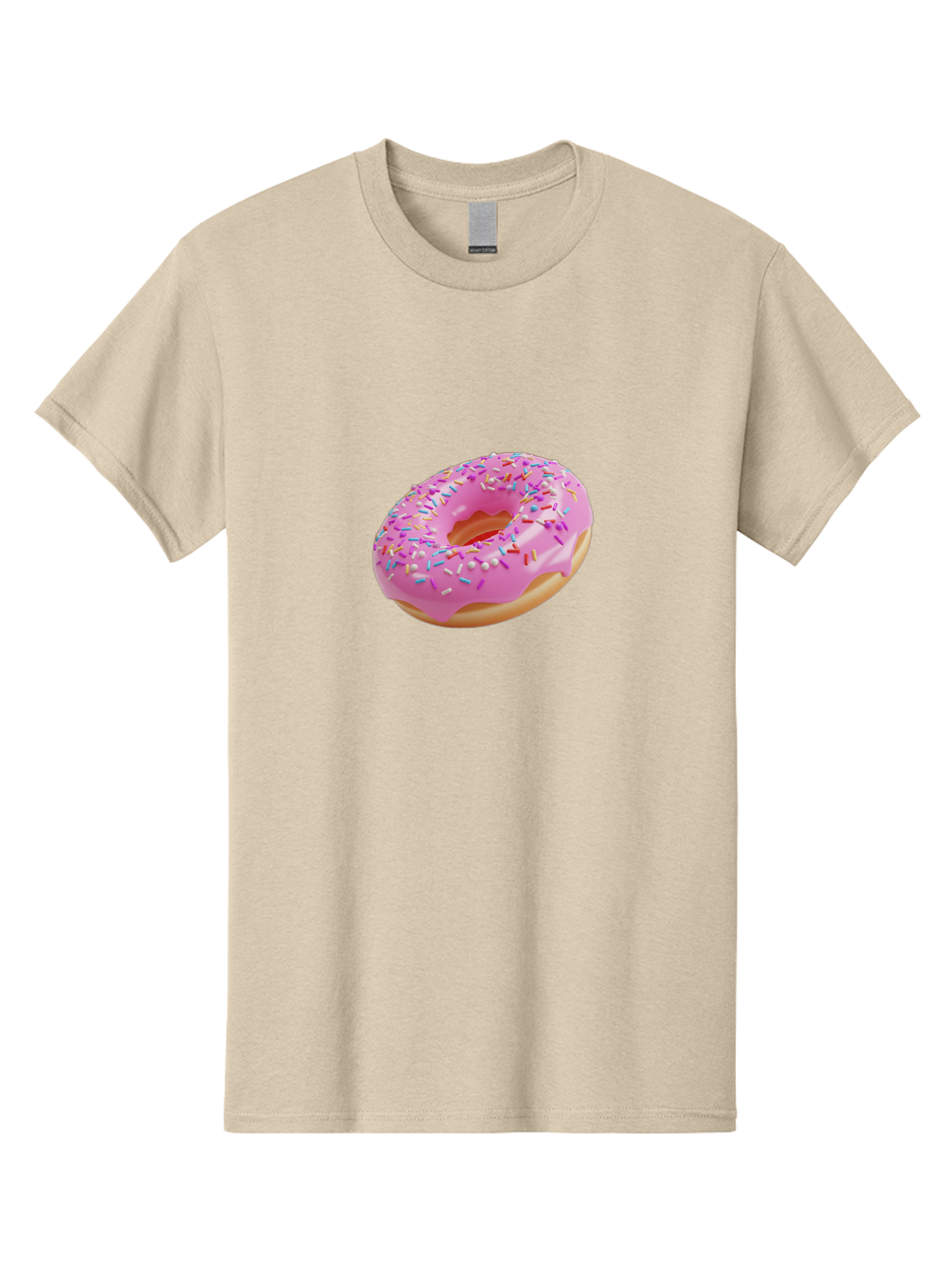 Pink-Donut-9 Men'S Graphic Tee, 100% Cotton, Comfortable Casual Summer Wear, Machine Washable, Pink Frosted Donut, Donut With Sprinkles, Sweet Treats, Colorful Dessert, Tasty Pastry, Baked Goods, Sugary Delight, Yummy Donut Bab156