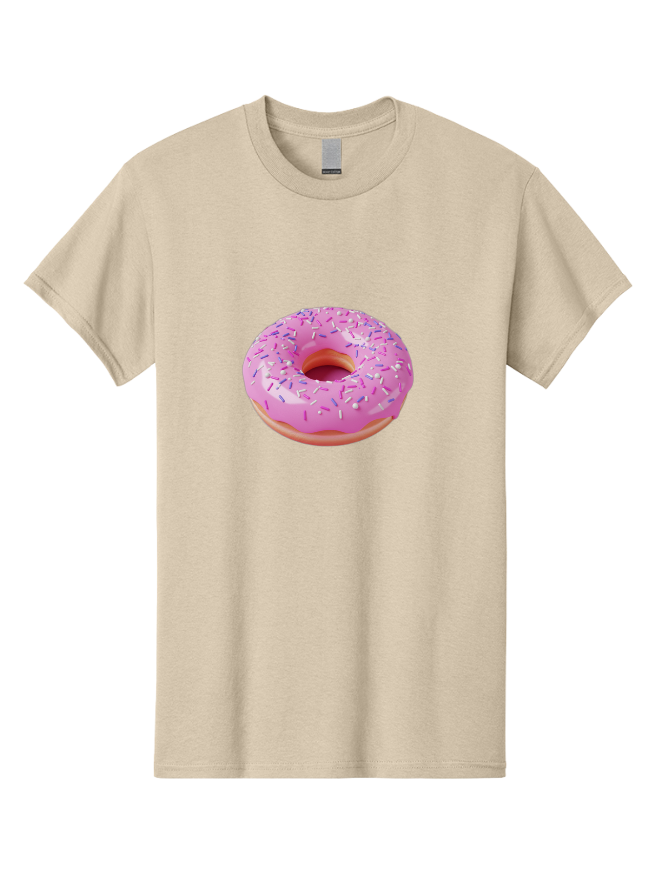 Pink-Donut-Sprinkles Men'S Graphic Tee, 100% Cotton, Comfortable Casual Summer Wear, Machine Washable, Pink Donut With Sprinkles, Sweet Treat, Dessert, Colorful Sprinkles, Donut With Glaze, Bakery Item, Sweet Indulgence Bab157