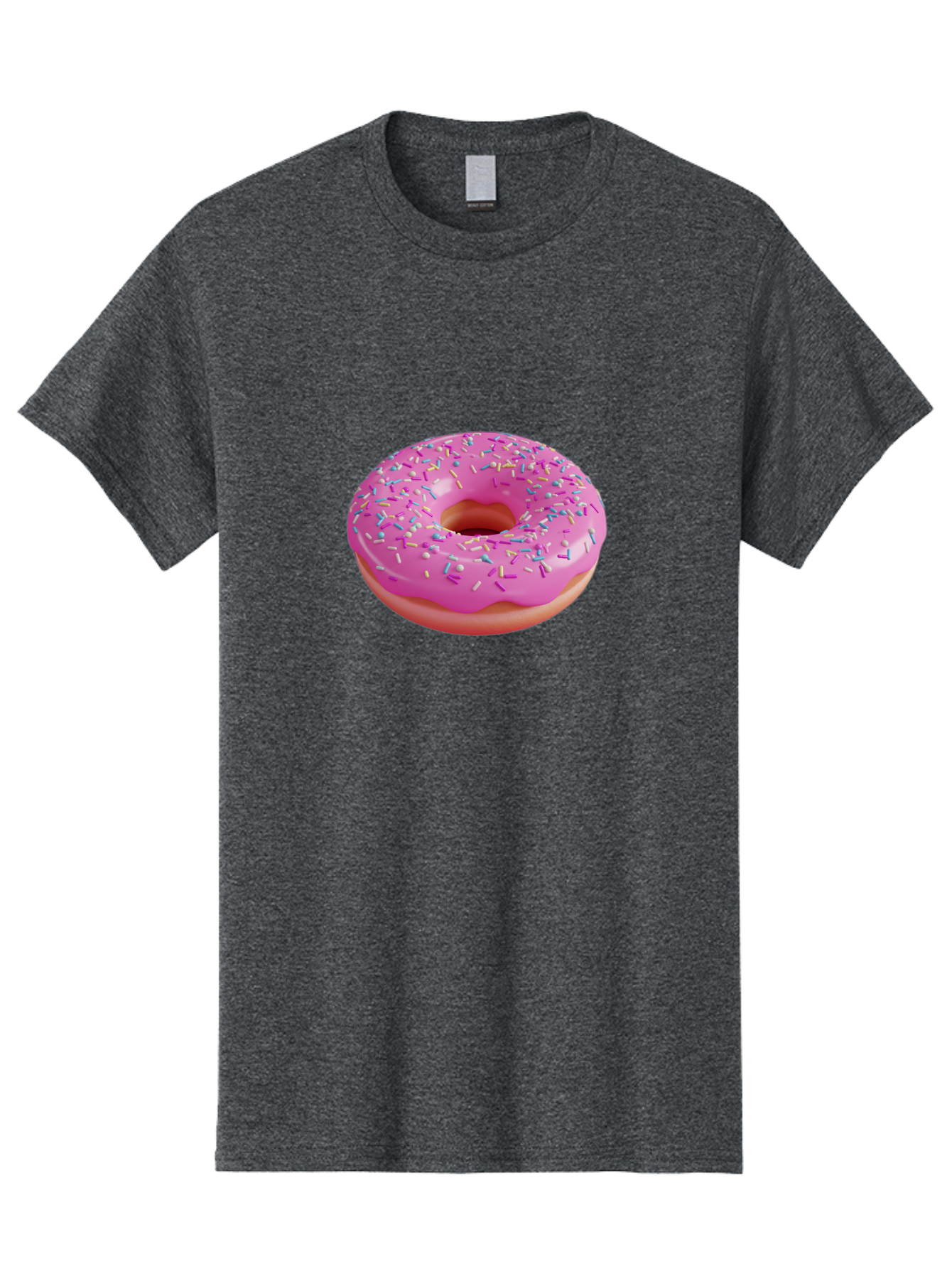 Pink-Donut-With-Sprinkles-1 Men'S Graphic Tee, 100% Cotton, Comfortable Casual Summer Wear, Machine Washable, Donut With Pink Glaze, Colorful Sprinkles, Sweet Treats, Dessert, Baked Goods, Tasty Pastries, Yummy Donut Bab158