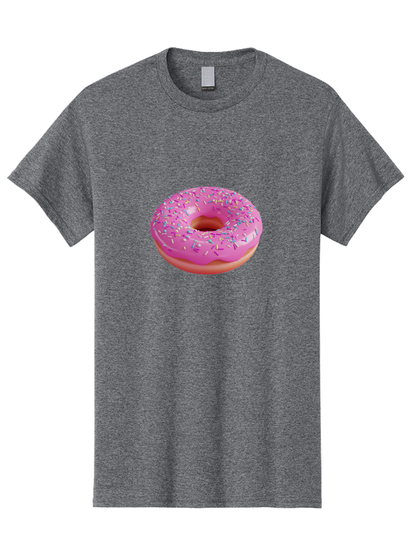 Pink-Donut-With-Sprinkles-1 Men'S Graphic Tee, 100% Cotton, Comfortable Casual Summer Wear, Machine Washable, Donut With Pink Glaze, Colorful Sprinkles, Sweet Treats, Dessert, Baked Goods, Tasty Pastries, Yummy Donut Bab158