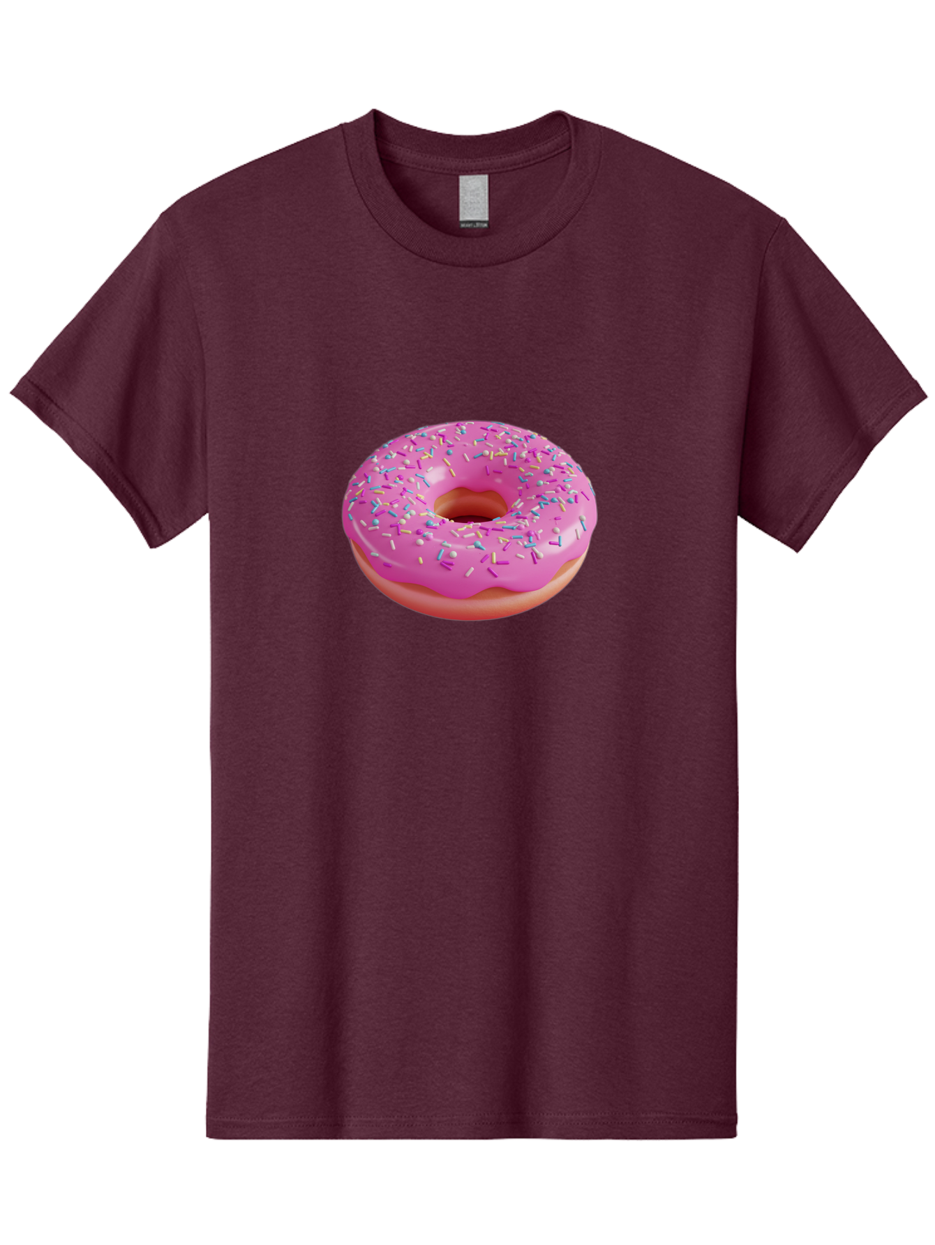 Pink-Donut-With-Sprinkles-1 Men'S Graphic Tee, 100% Cotton, Comfortable Casual Summer Wear, Machine Washable, Donut With Pink Glaze, Colorful Sprinkles, Sweet Treats, Dessert, Baked Goods, Tasty Pastries, Yummy Donut Bab158