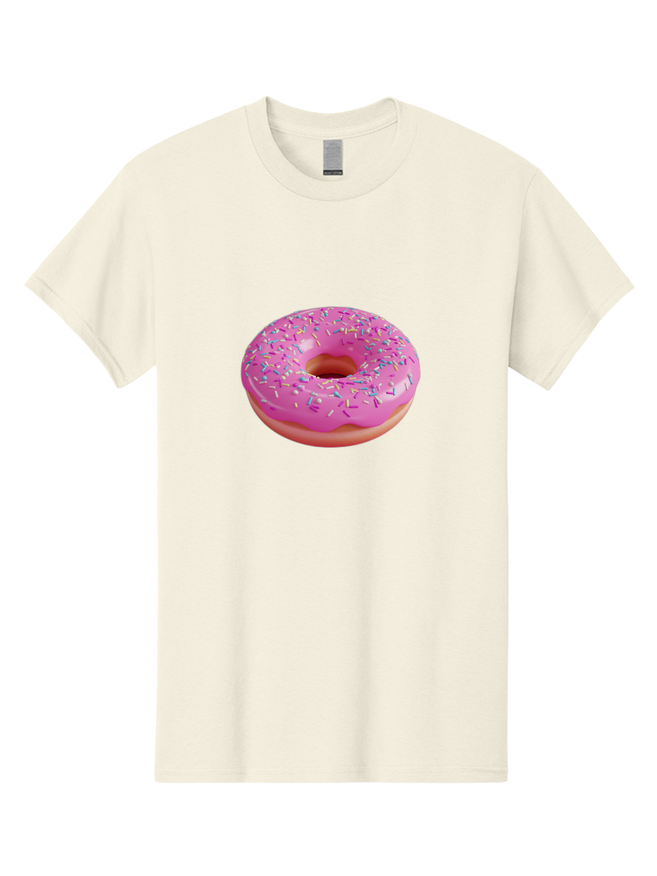 Pink-Donut-With-Sprinkles-1 Men'S Graphic Tee, 100% Cotton, Comfortable Casual Summer Wear, Machine Washable, Donut With Pink Glaze, Colorful Sprinkles, Sweet Treats, Dessert, Baked Goods, Tasty Pastries, Yummy Donut Bab158