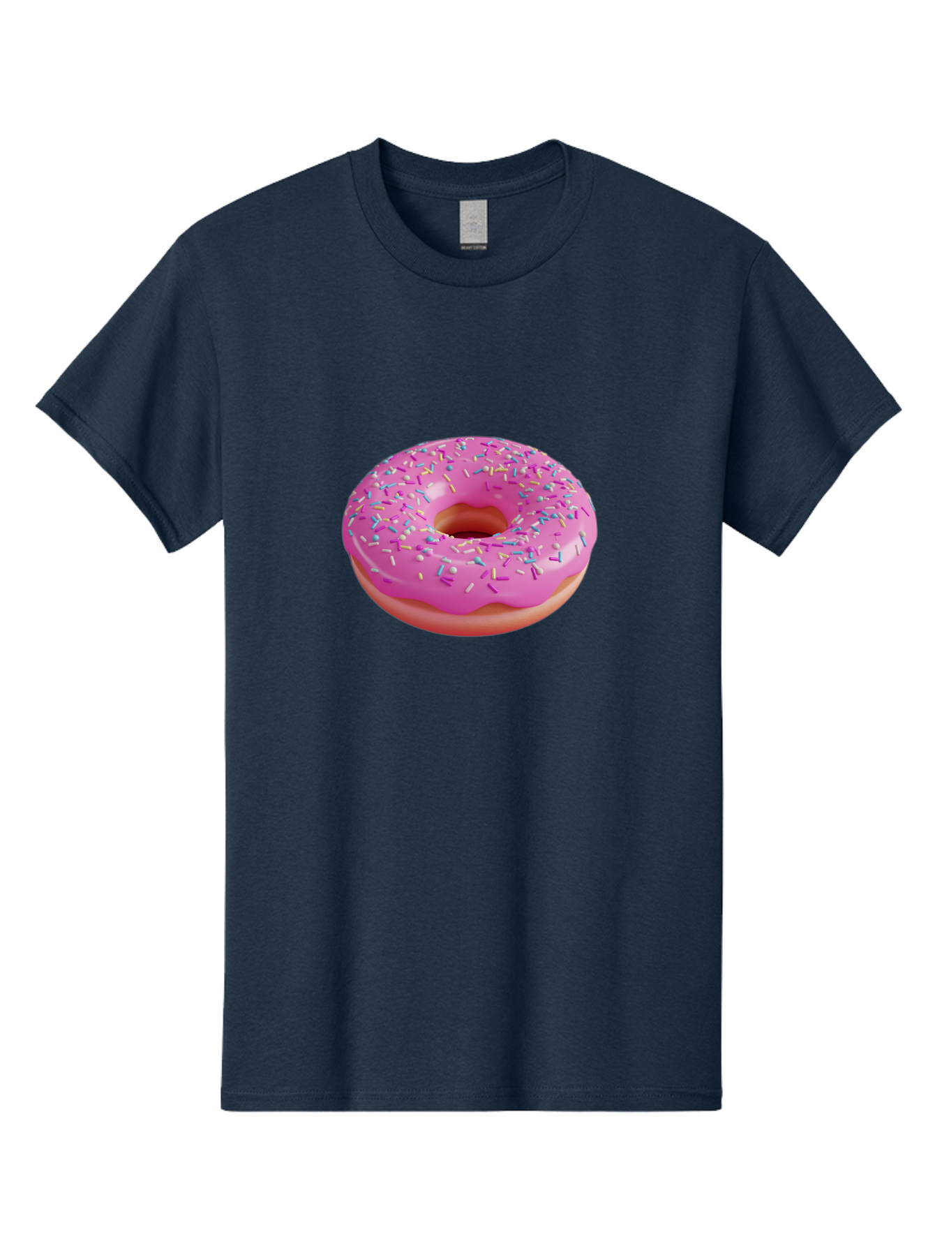 Pink-Donut-With-Sprinkles-1 Men'S Graphic Tee, 100% Cotton, Comfortable Casual Summer Wear, Machine Washable, Donut With Pink Glaze, Colorful Sprinkles, Sweet Treats, Dessert, Baked Goods, Tasty Pastries, Yummy Donut Bab158