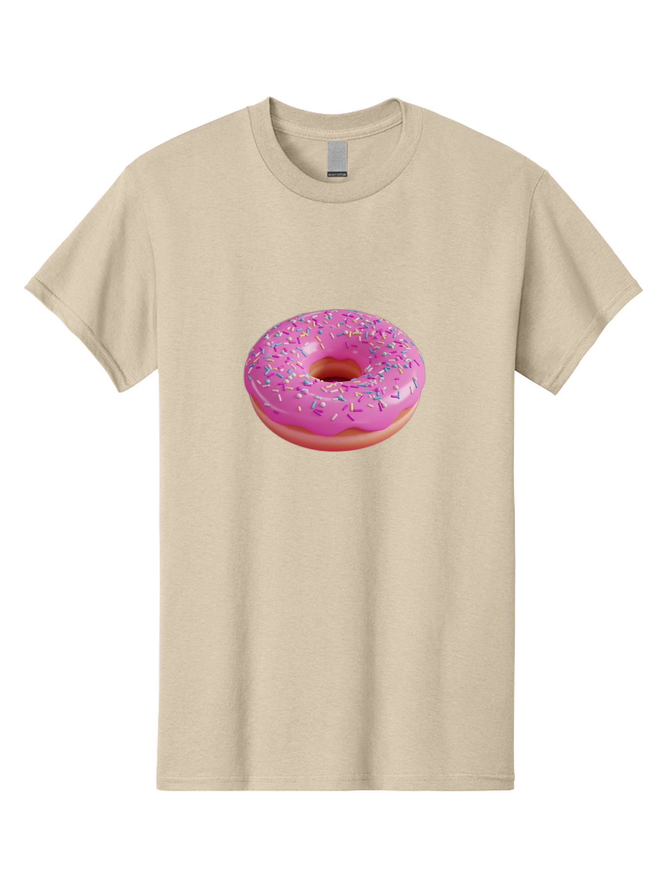 Pink-Donut-With-Sprinkles-1 Men'S Graphic Tee, 100% Cotton, Comfortable Casual Summer Wear, Machine Washable, Donut With Pink Glaze, Colorful Sprinkles, Sweet Treats, Dessert, Baked Goods, Tasty Pastries, Yummy Donut Bab158