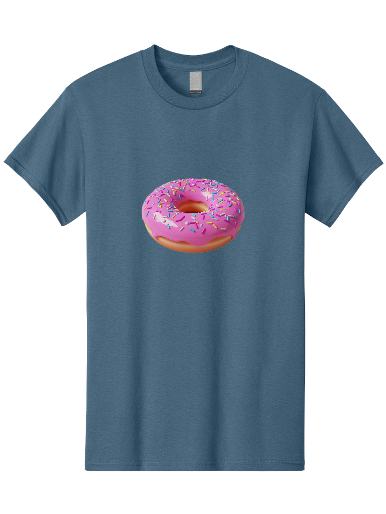 Pink-Donut-With-Sprinkles-2 Men'S Graphic Tee, 100% Cotton, Comfortable Casual Summer Wear, Machine Washable, Pink Frosted Donut, Donut With Sprinkles, Colorful Sprinkles, Sweet Treats, Baked Goods, Dessert, Tasty, 3D Rendering, Digital Art Bab159