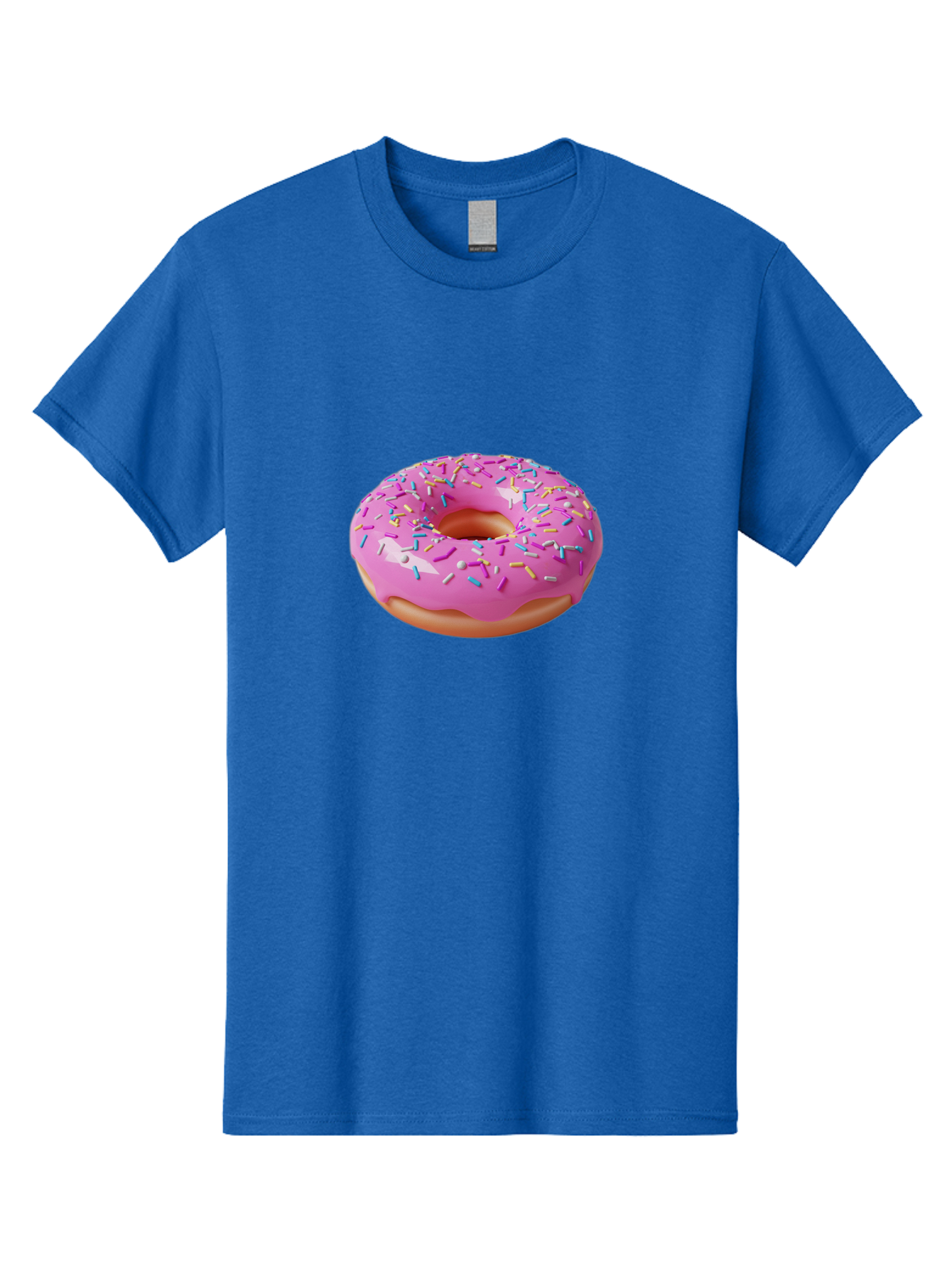 Pink-Donut-With-Sprinkles-2 Men'S Graphic Tee, 100% Cotton, Comfortable Casual Summer Wear, Machine Washable, Pink Frosted Donut, Donut With Sprinkles, Colorful Sprinkles, Sweet Treats, Baked Goods, Dessert, Tasty, 3D Rendering, Digital Art Bab159