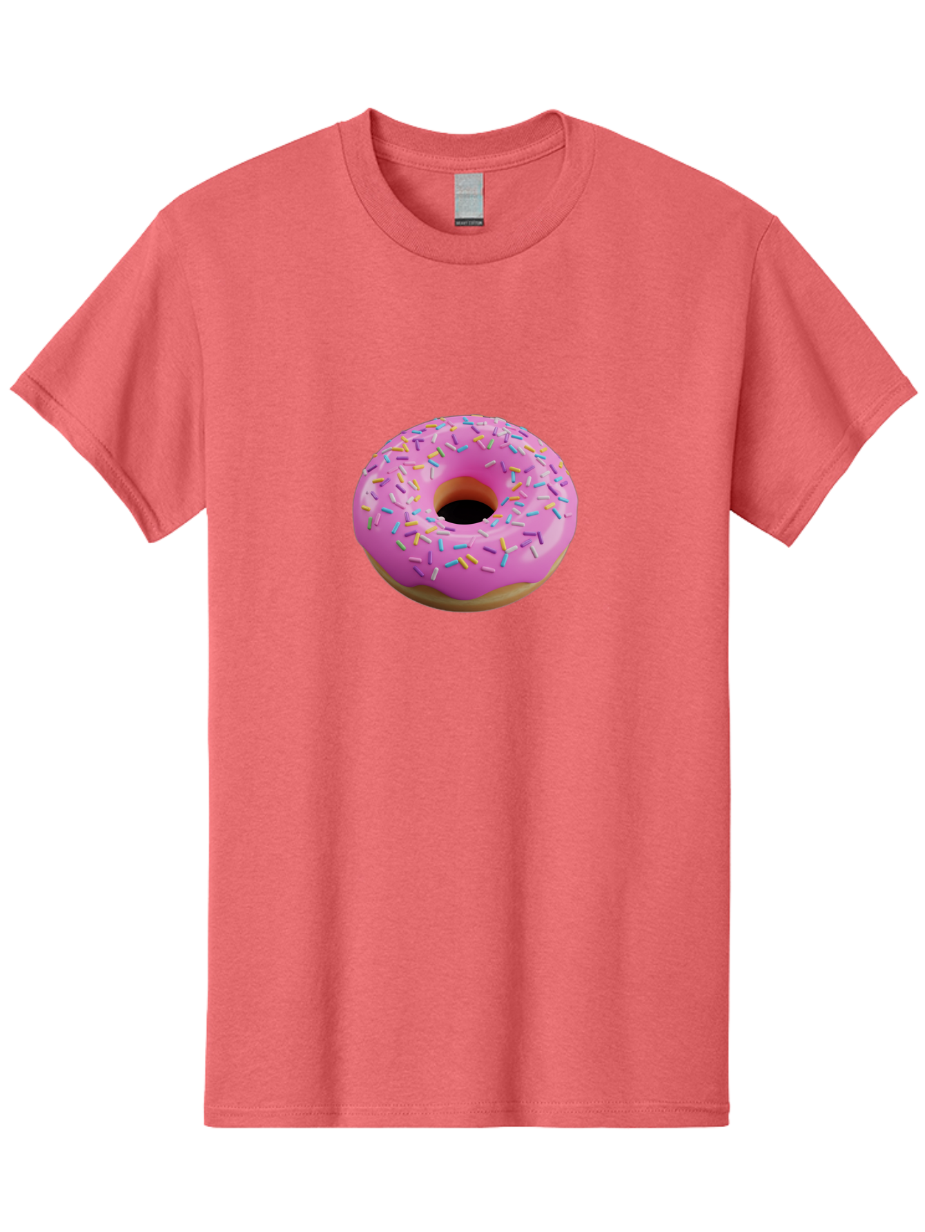 Pink-Donut-With-Sprinkles-3 Men'S Graphic Tee, 100% Cotton, Comfortable Casual Summer Wear, Machine Washable, Pink Donut With Sprinkles, Sweet Treats, Colorful Dessert, Donut With Frosting, Sprinkles On Donut, Dessert Graphics, 3D Donut Image, Bab160