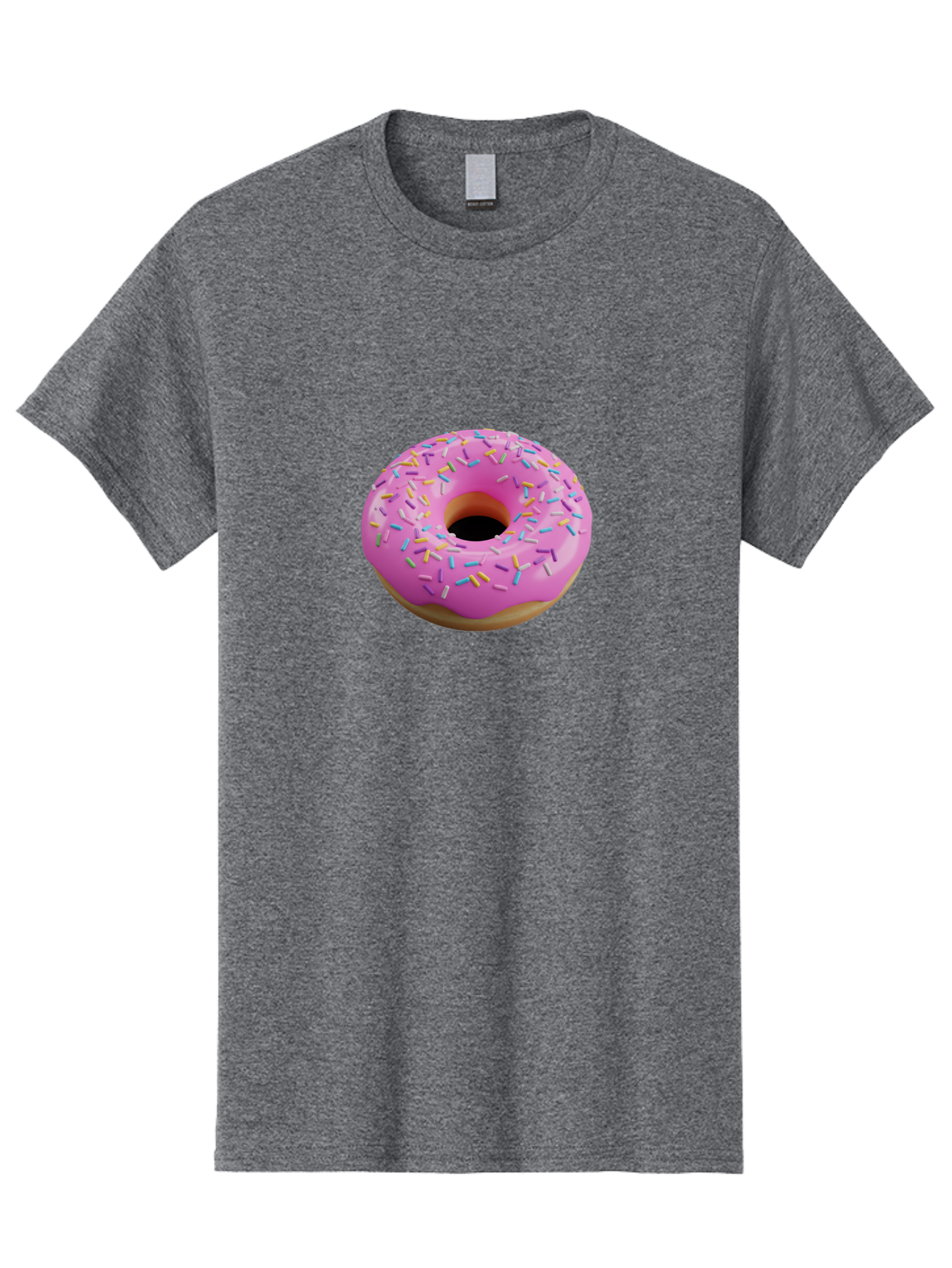 Pink-Donut-With-Sprinkles-3 Men'S Graphic Tee, 100% Cotton, Comfortable Casual Summer Wear, Machine Washable, Pink Donut With Sprinkles, Sweet Treats, Colorful Dessert, Donut With Frosting, Sprinkles On Donut, Dessert Graphics, 3D Donut Image, Bab160