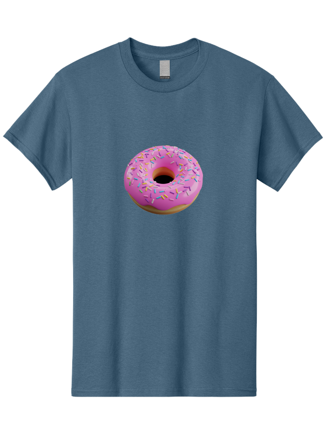 Pink-Donut-With-Sprinkles-3 Men'S Graphic Tee, 100% Cotton, Comfortable Casual Summer Wear, Machine Washable, Pink Donut With Sprinkles, Sweet Treats, Colorful Dessert, Donut With Frosting, Sprinkles On Donut, Dessert Graphics, 3D Donut Image, Bab160