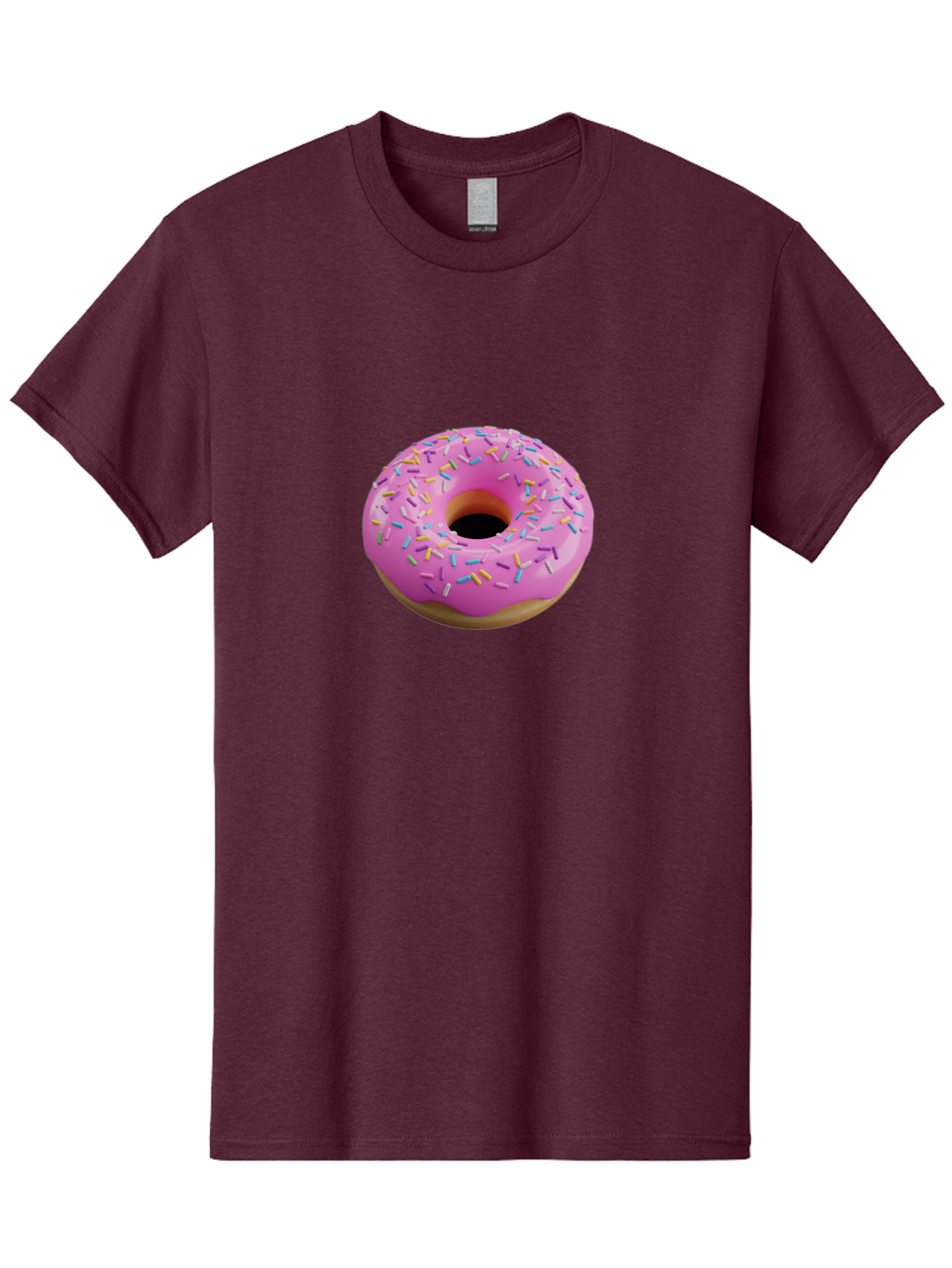 Pink-Donut-With-Sprinkles-3 Men'S Graphic Tee, 100% Cotton, Comfortable Casual Summer Wear, Machine Washable, Pink Donut With Sprinkles, Sweet Treats, Colorful Dessert, Donut With Frosting, Sprinkles On Donut, Dessert Graphics, 3D Donut Image, Bab160