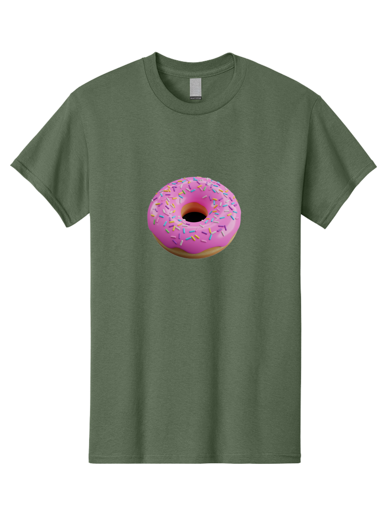 Pink-Donut-With-Sprinkles-3 Men'S Graphic Tee, 100% Cotton, Comfortable Casual Summer Wear, Machine Washable, Pink Donut With Sprinkles, Sweet Treats, Colorful Dessert, Donut With Frosting, Sprinkles On Donut, Dessert Graphics, 3D Donut Image, Bab160