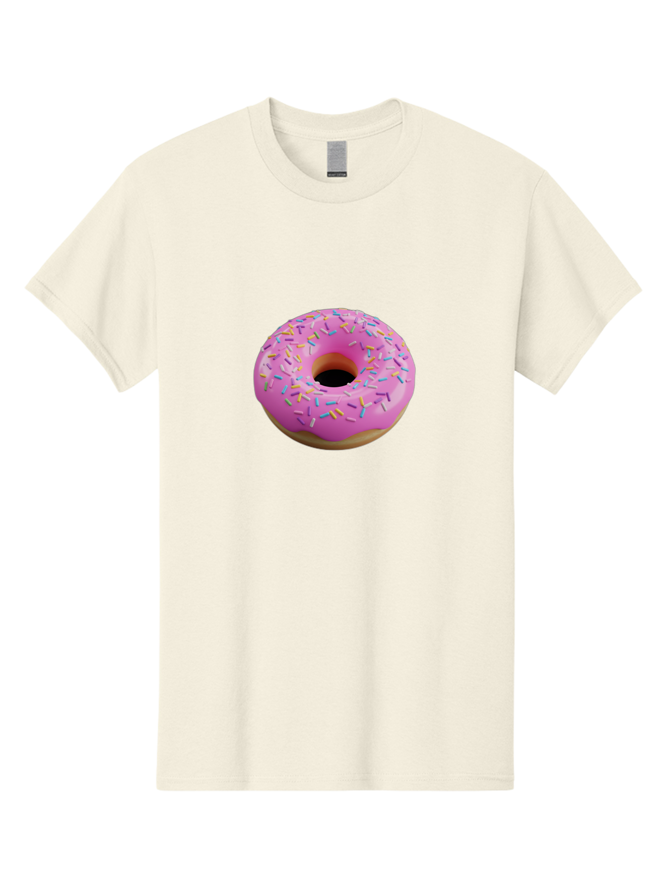 Pink-Donut-With-Sprinkles-3 Men'S Graphic Tee, 100% Cotton, Comfortable Casual Summer Wear, Machine Washable, Pink Donut With Sprinkles, Sweet Treats, Colorful Dessert, Donut With Frosting, Sprinkles On Donut, Dessert Graphics, 3D Donut Image, Bab160