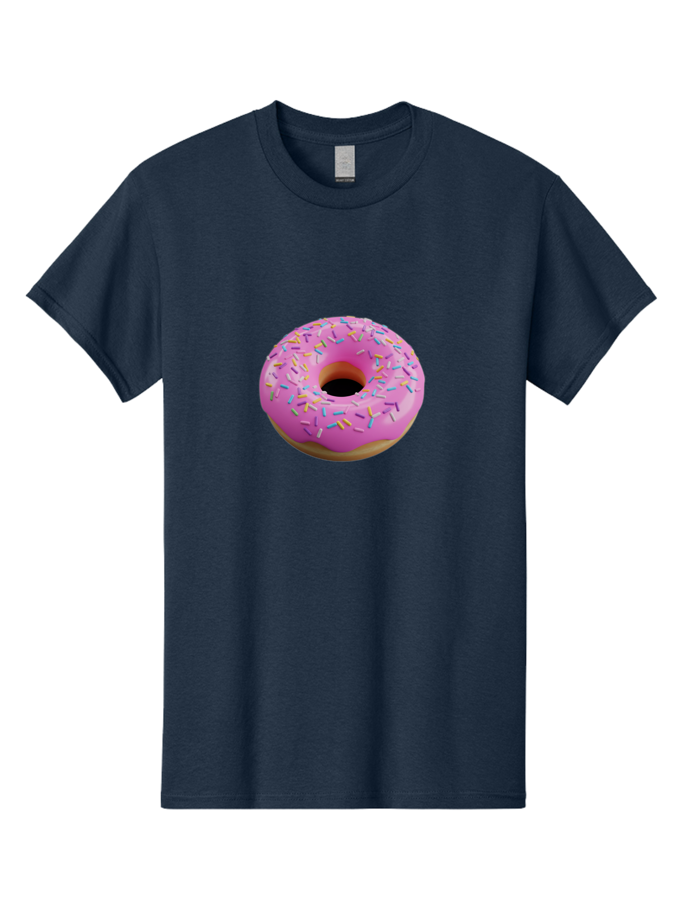 Pink-Donut-With-Sprinkles-3 Men'S Graphic Tee, 100% Cotton, Comfortable Casual Summer Wear, Machine Washable, Pink Donut With Sprinkles, Sweet Treats, Colorful Dessert, Donut With Frosting, Sprinkles On Donut, Dessert Graphics, 3D Donut Image, Bab160