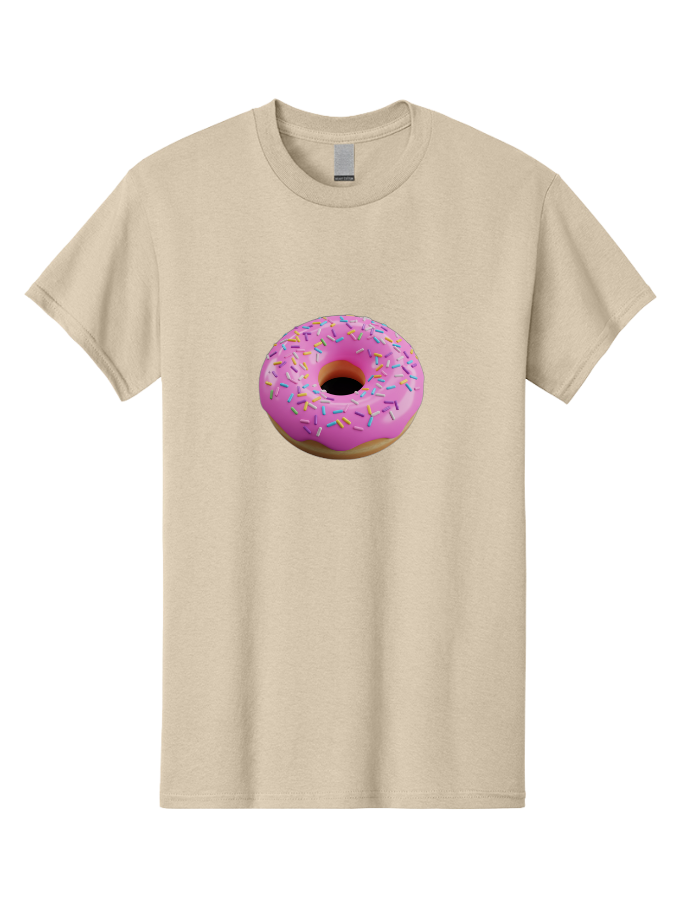 Pink-Donut-With-Sprinkles-3 Men'S Graphic Tee, 100% Cotton, Comfortable Casual Summer Wear, Machine Washable, Pink Donut With Sprinkles, Sweet Treats, Colorful Dessert, Donut With Frosting, Sprinkles On Donut, Dessert Graphics, 3D Donut Image, Bab160