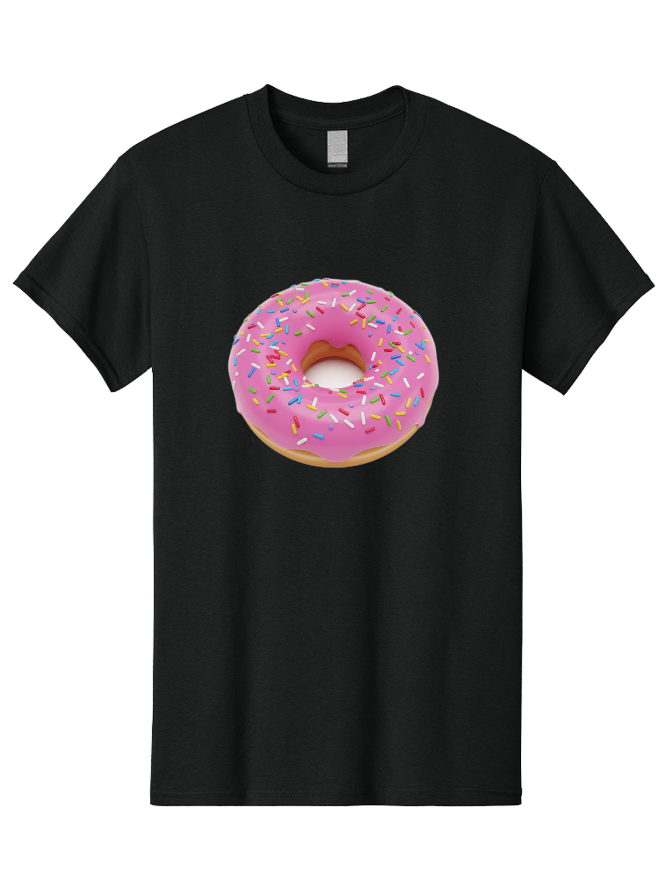 Pink-Donut-With-Sprinkles Men'S Graphic Tee, 100% Cotton, Comfortable Casual Summer Wear, Machine Washable, Pink Frosted Donut, Colorful Sprinkles, Sweet Treats, Baked Goods, Dessert, Tasty, Doughnut, Sprinkles, Sweet Tooth, Colorful Dessert Bab161
