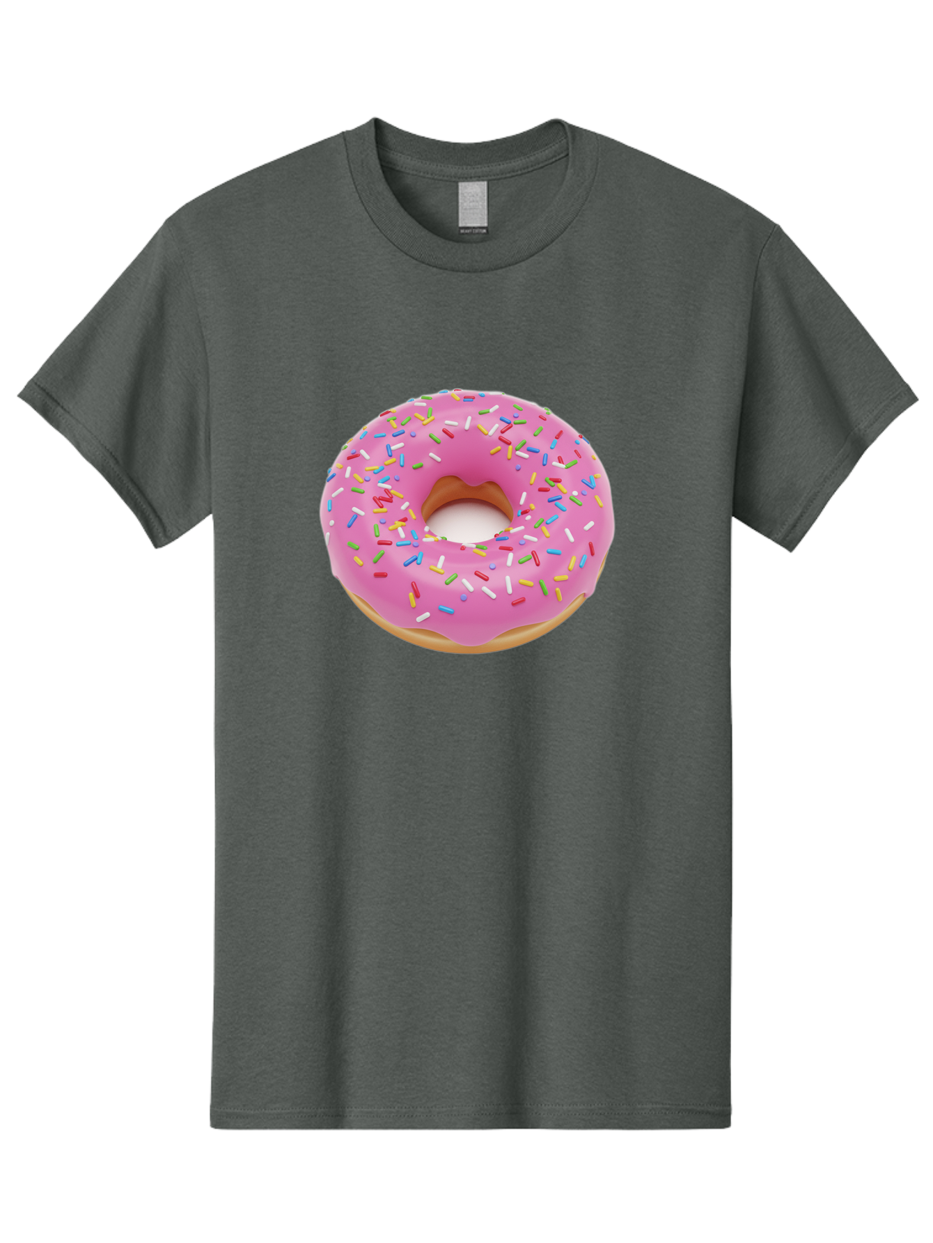 Pink-Donut-With-Sprinkles Men'S Graphic Tee, 100% Cotton, Comfortable Casual Summer Wear, Machine Washable, Pink Frosted Donut, Colorful Sprinkles, Sweet Treats, Baked Goods, Dessert, Tasty, Doughnut, Sprinkles, Sweet Tooth, Colorful Dessert Bab161