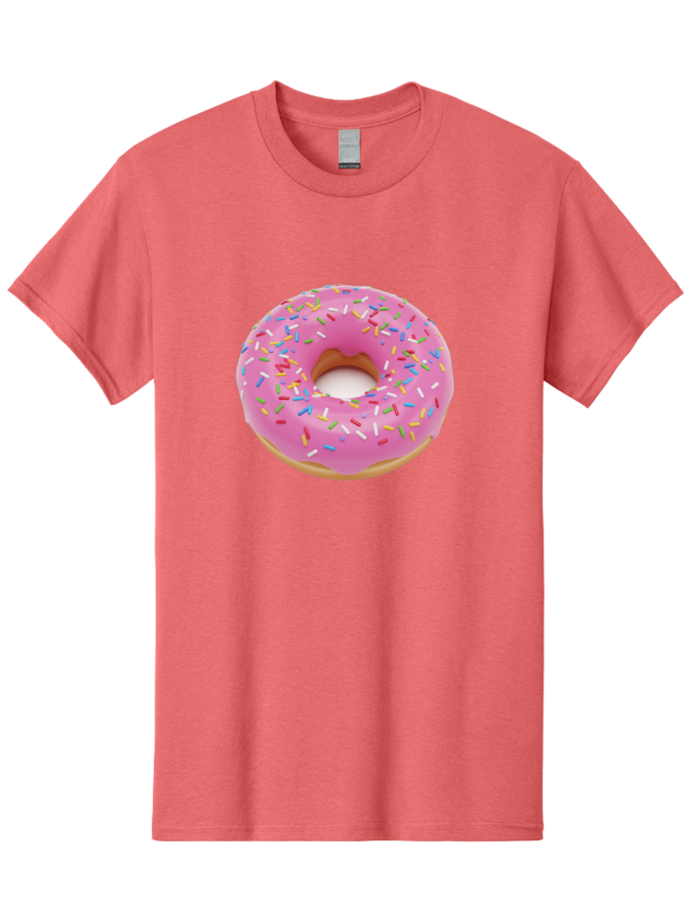 Pink-Donut-With-Sprinkles Men'S Graphic Tee, 100% Cotton, Comfortable Casual Summer Wear, Machine Washable, Pink Frosted Donut, Colorful Sprinkles, Sweet Treats, Baked Goods, Dessert, Tasty, Doughnut, Sprinkles, Sweet Tooth, Colorful Dessert Bab161