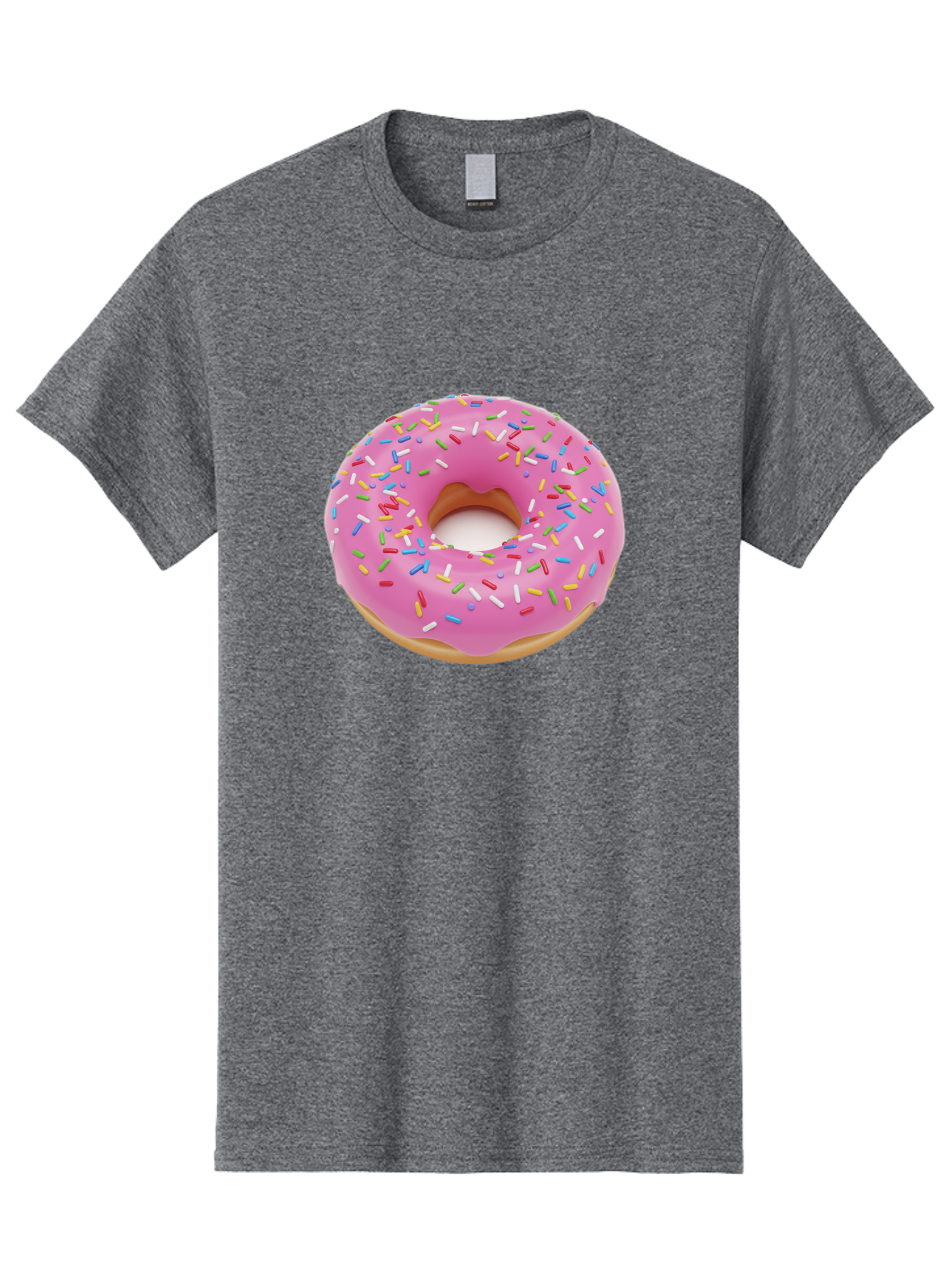 Pink-Donut-With-Sprinkles Men'S Graphic Tee, 100% Cotton, Comfortable Casual Summer Wear, Machine Washable, Pink Frosted Donut, Colorful Sprinkles, Sweet Treats, Baked Goods, Dessert, Tasty, Doughnut, Sprinkles, Sweet Tooth, Colorful Dessert Bab161