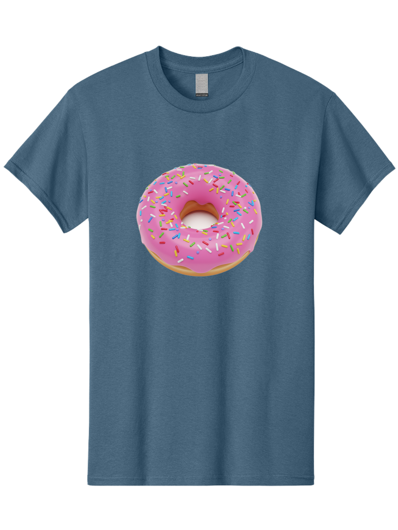 Pink-Donut-With-Sprinkles Men'S Graphic Tee, 100% Cotton, Comfortable Casual Summer Wear, Machine Washable, Pink Frosted Donut, Colorful Sprinkles, Sweet Treats, Baked Goods, Dessert, Tasty, Doughnut, Sprinkles, Sweet Tooth, Colorful Dessert Bab161