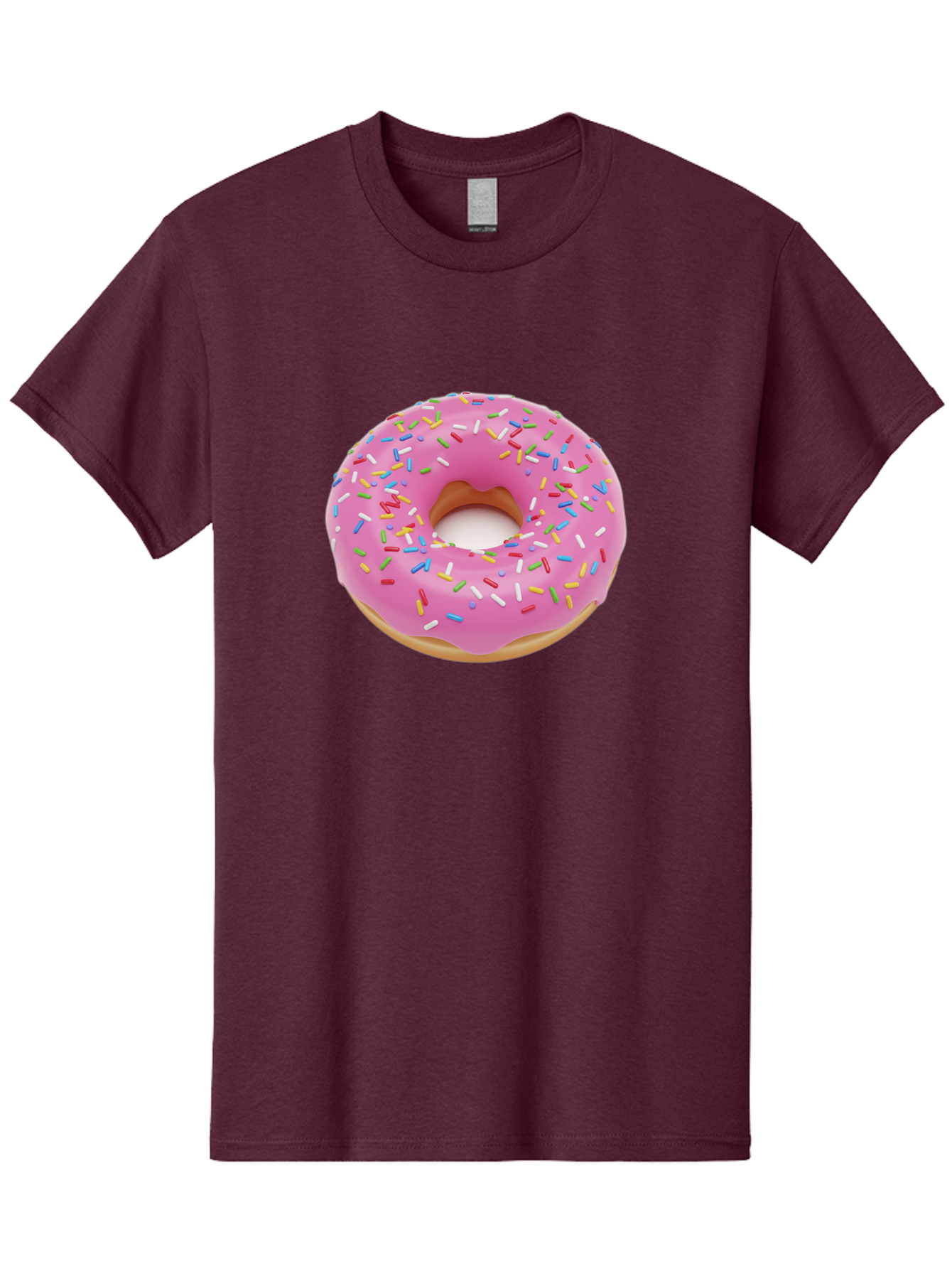 Pink-Donut-With-Sprinkles Men'S Graphic Tee, 100% Cotton, Comfortable Casual Summer Wear, Machine Washable, Pink Frosted Donut, Colorful Sprinkles, Sweet Treats, Baked Goods, Dessert, Tasty, Doughnut, Sprinkles, Sweet Tooth, Colorful Dessert Bab161