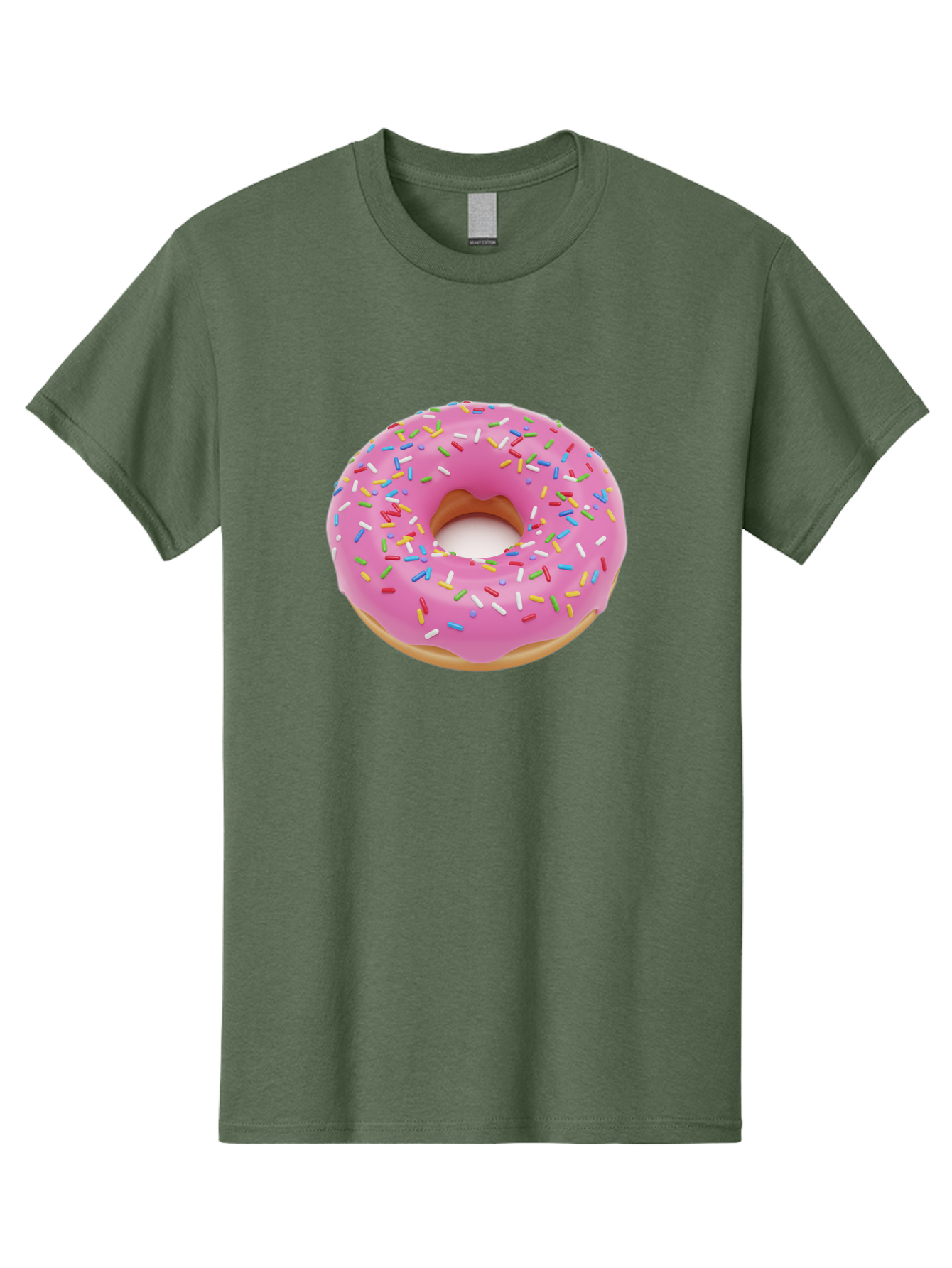 Pink-Donut-With-Sprinkles Men'S Graphic Tee, 100% Cotton, Comfortable Casual Summer Wear, Machine Washable, Pink Frosted Donut, Colorful Sprinkles, Sweet Treats, Baked Goods, Dessert, Tasty, Doughnut, Sprinkles, Sweet Tooth, Colorful Dessert Bab161