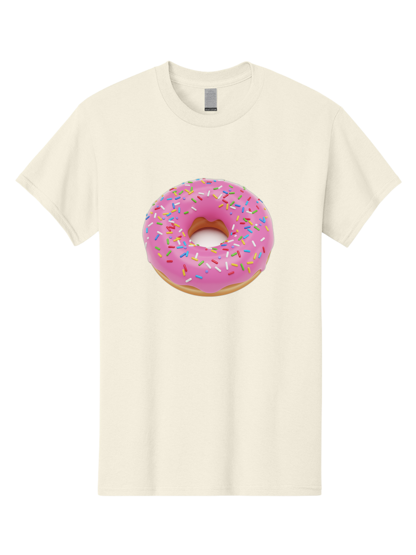 Pink-Donut-With-Sprinkles Men'S Graphic Tee, 100% Cotton, Comfortable Casual Summer Wear, Machine Washable, Pink Frosted Donut, Colorful Sprinkles, Sweet Treats, Baked Goods, Dessert, Tasty, Doughnut, Sprinkles, Sweet Tooth, Colorful Dessert Bab161