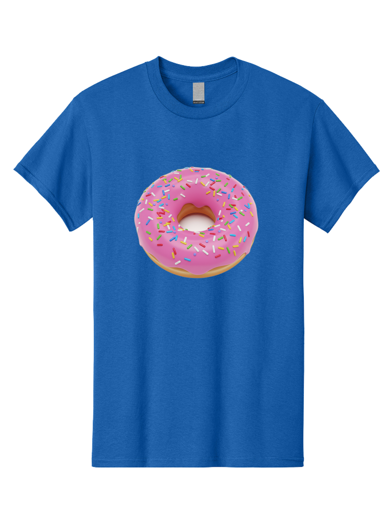 Pink-Donut-With-Sprinkles Men'S Graphic Tee, 100% Cotton, Comfortable Casual Summer Wear, Machine Washable, Pink Frosted Donut, Colorful Sprinkles, Sweet Treats, Baked Goods, Dessert, Tasty, Doughnut, Sprinkles, Sweet Tooth, Colorful Dessert Bab161