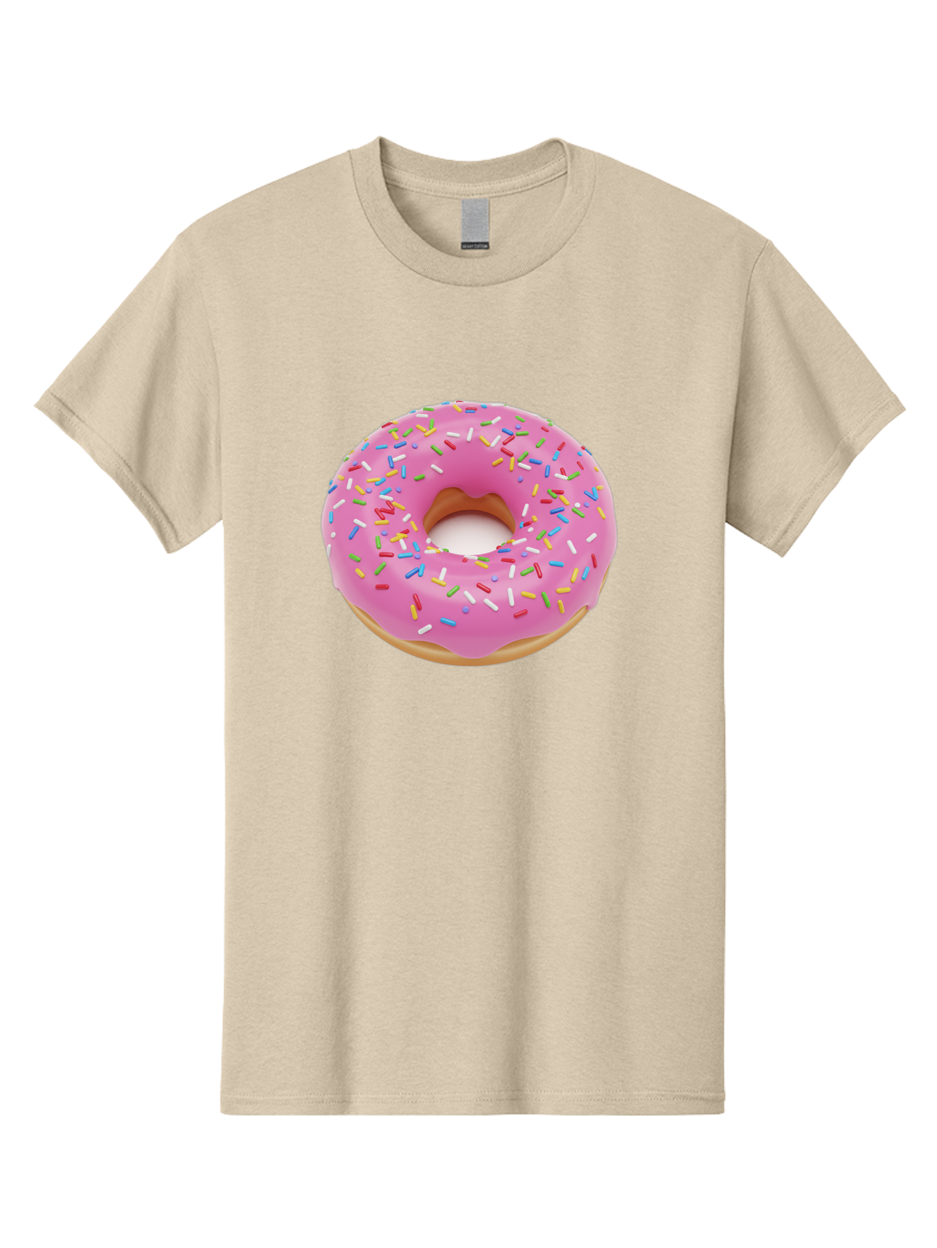 Pink-Donut-With-Sprinkles Men'S Graphic Tee, 100% Cotton, Comfortable Casual Summer Wear, Machine Washable, Pink Frosted Donut, Colorful Sprinkles, Sweet Treats, Baked Goods, Dessert, Tasty, Doughnut, Sprinkles, Sweet Tooth, Colorful Dessert Bab161