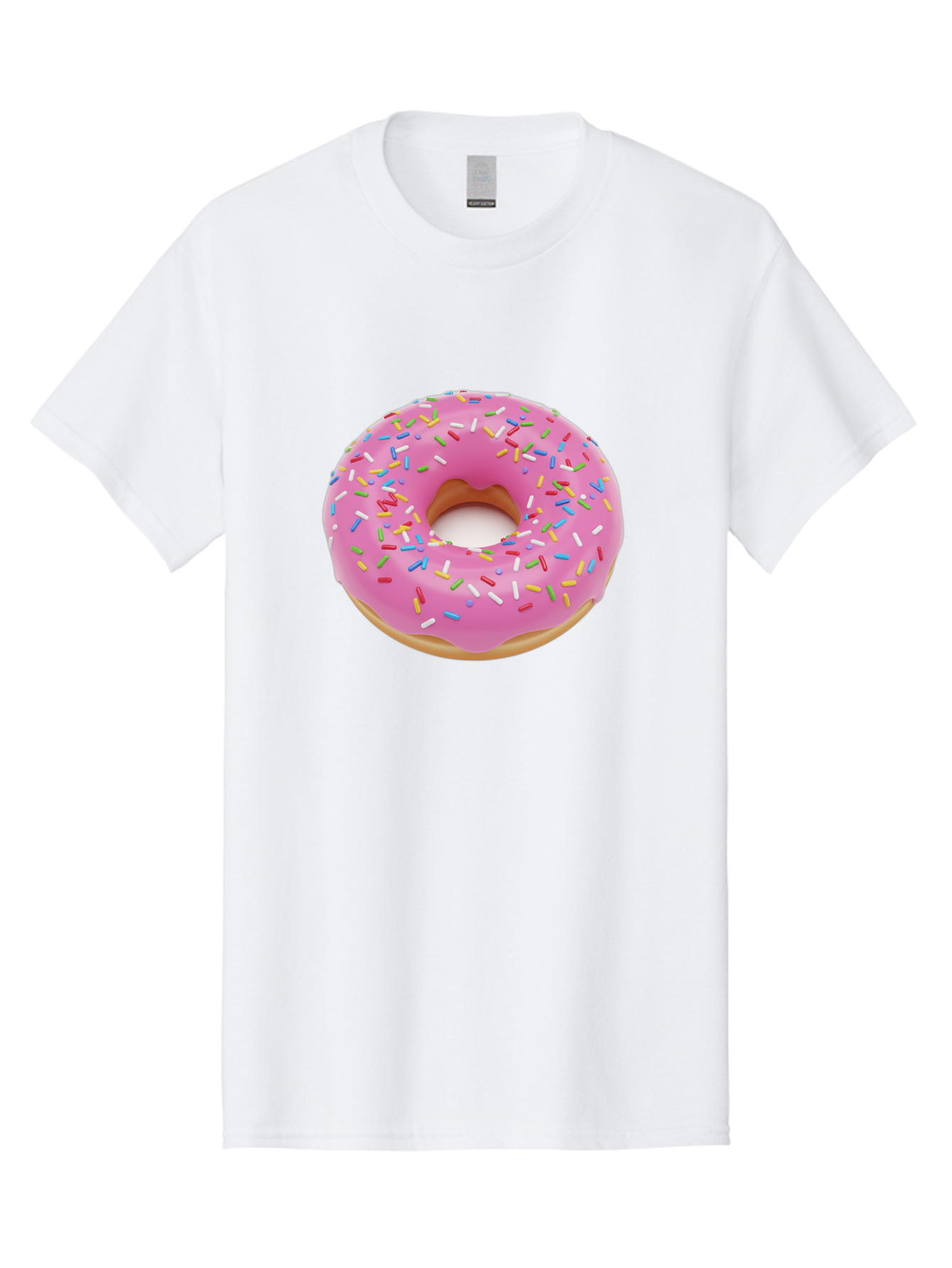 Pink-Donut-With-Sprinkles Men'S Graphic Tee, 100% Cotton, Comfortable Casual Summer Wear, Machine Washable, Pink Frosted Donut, Colorful Sprinkles, Sweet Treats, Baked Goods, Dessert, Tasty, Doughnut, Sprinkles, Sweet Tooth, Colorful Dessert Bab161